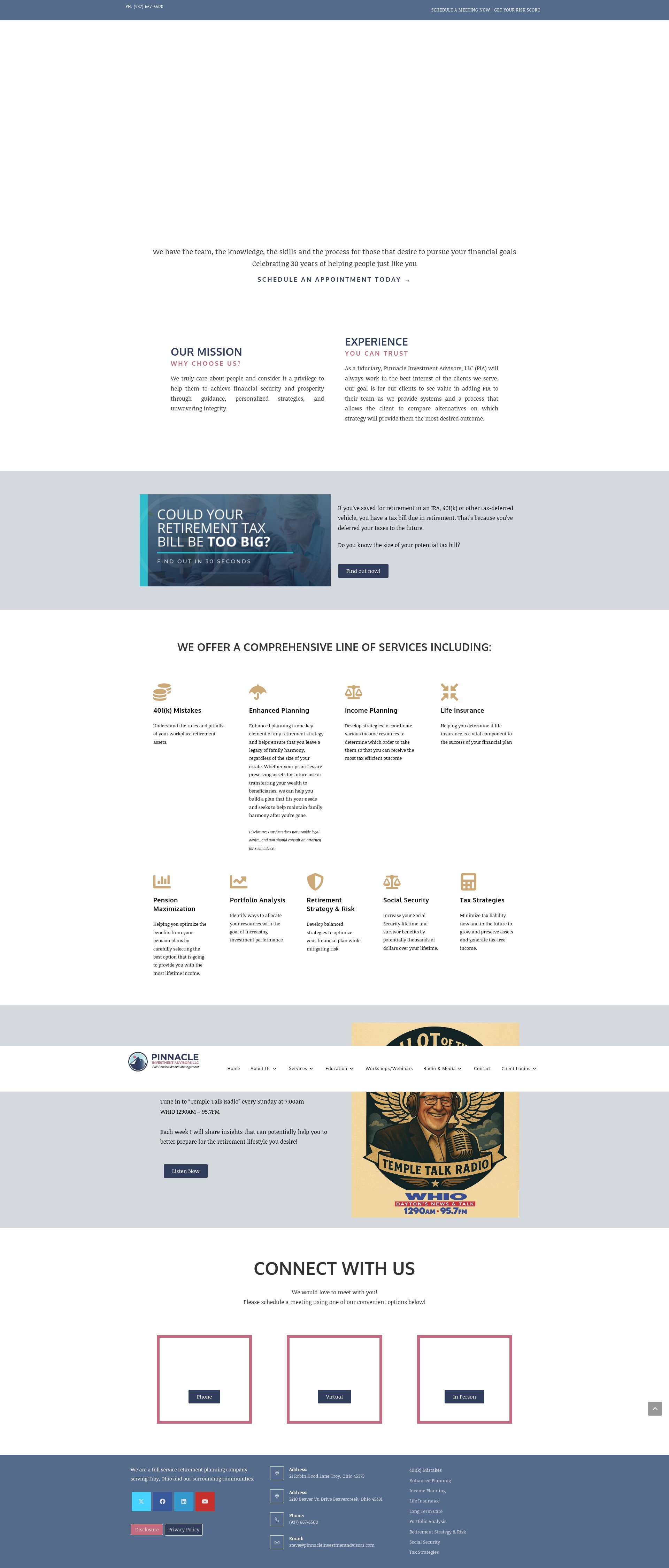 Screenshot of pinnacleinvestmentadvisors.com