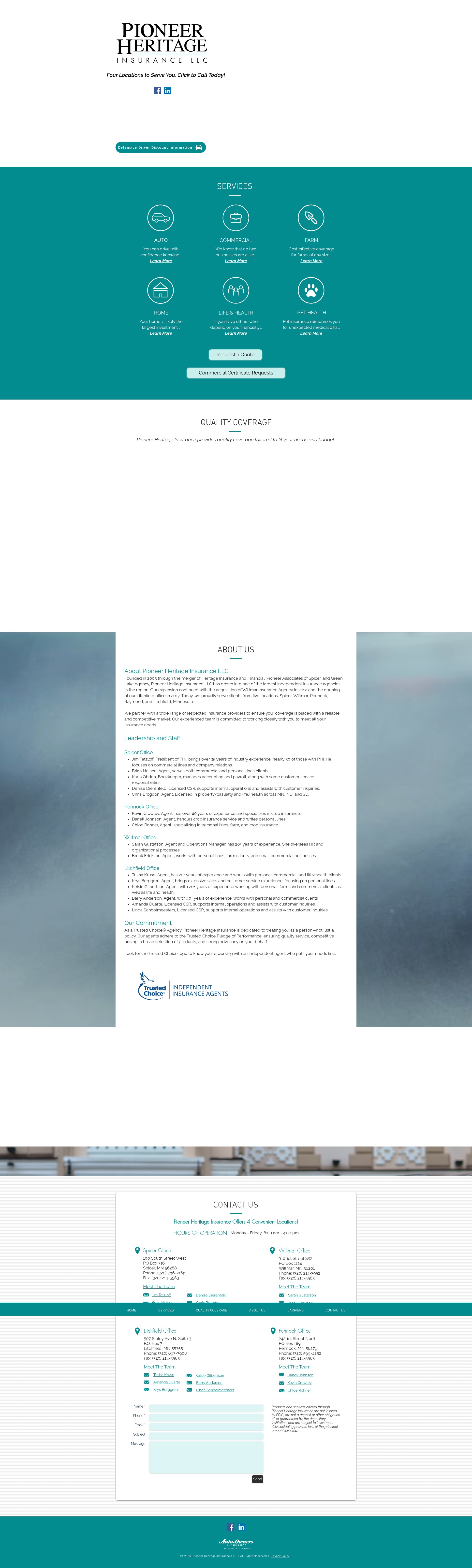 Screenshot of pioneer-heritage.com