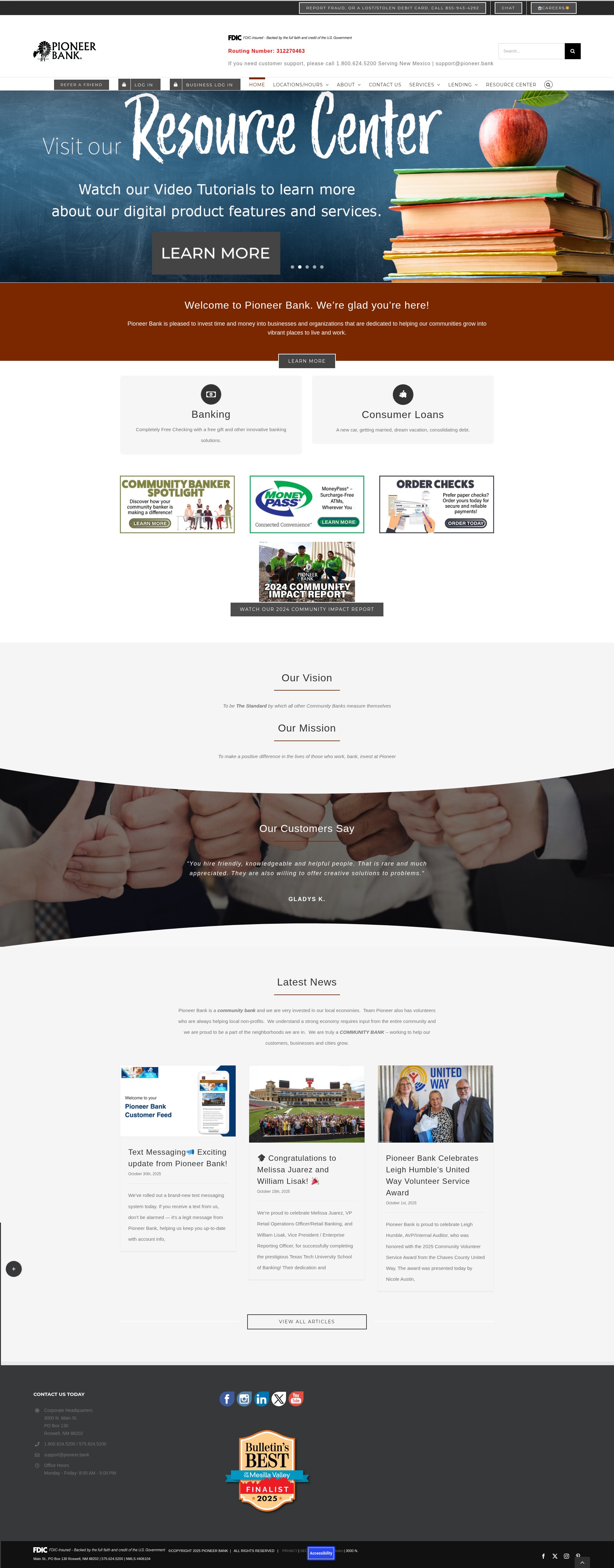 Screenshot of pioneerbnk.com