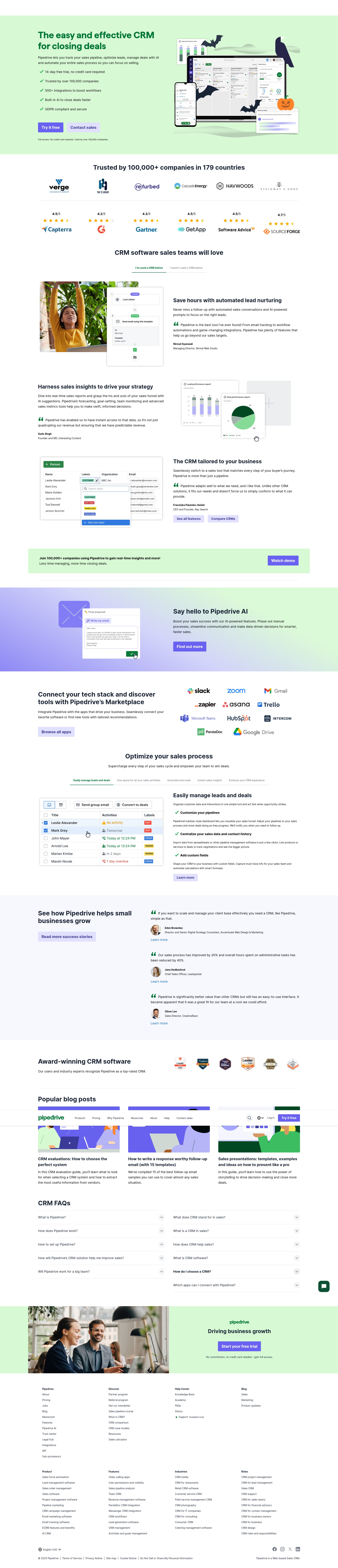 Screenshot of pipedrive.com