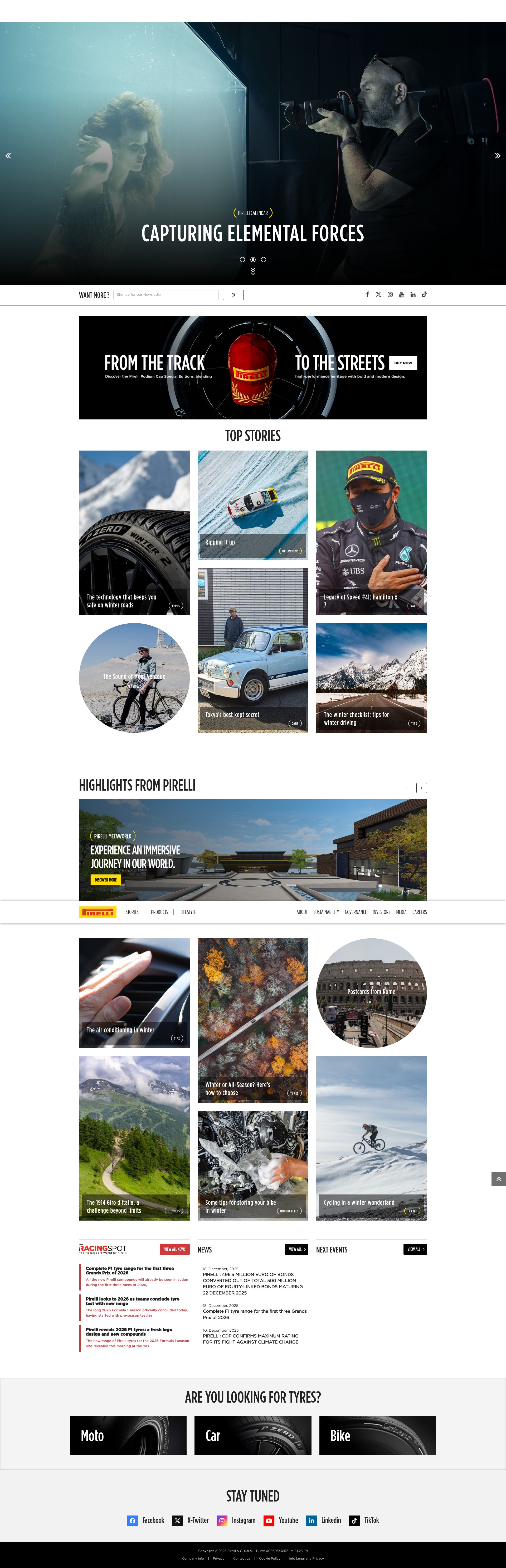 Screenshot of pirelli.com