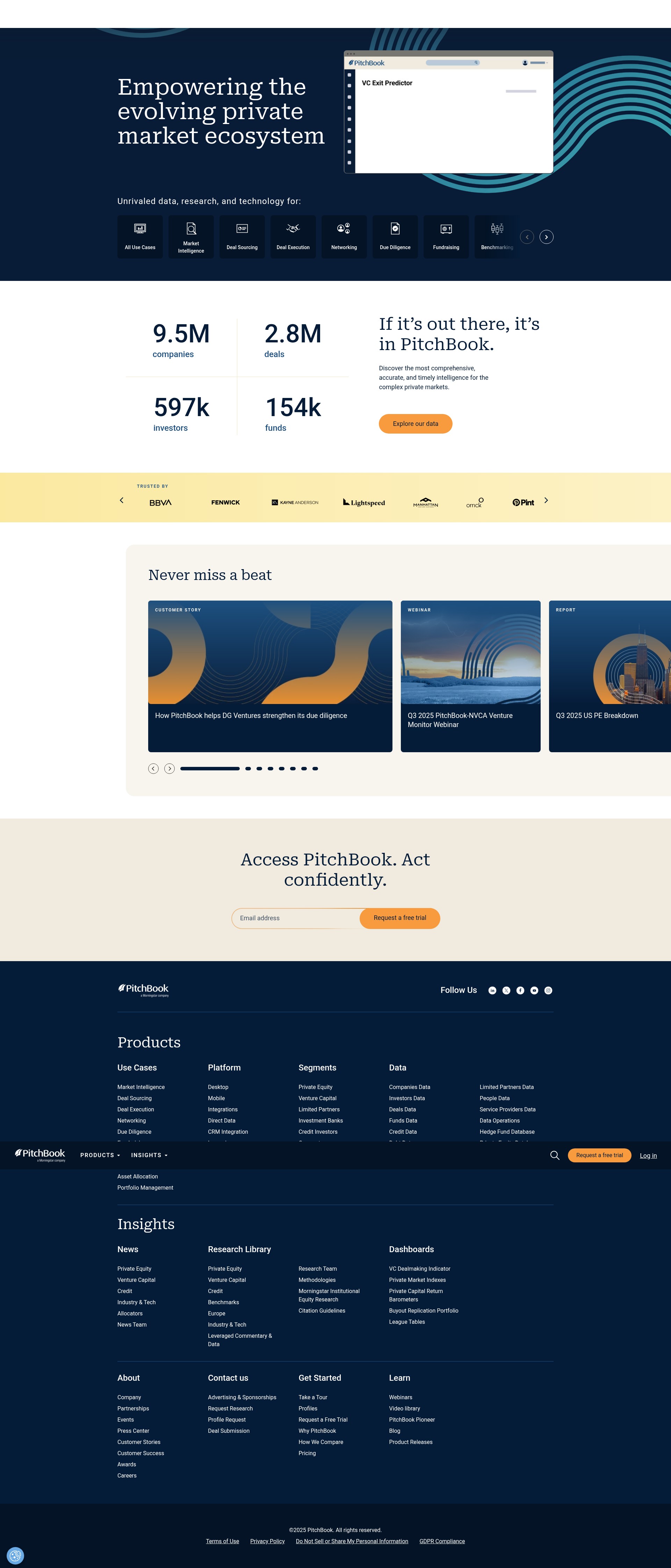 Screenshot of pitchbook.com