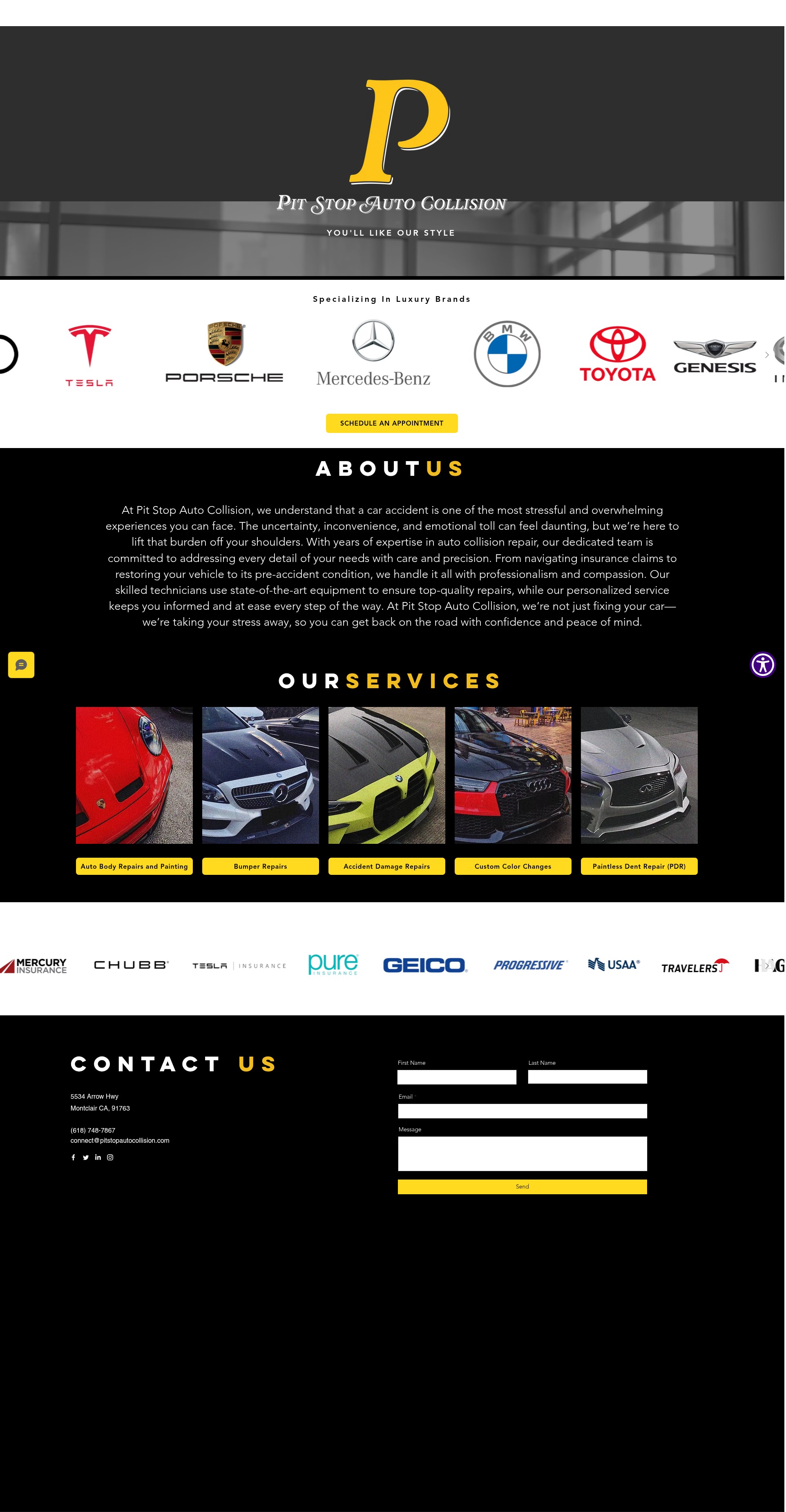 Screenshot of pitstopautocollision.com