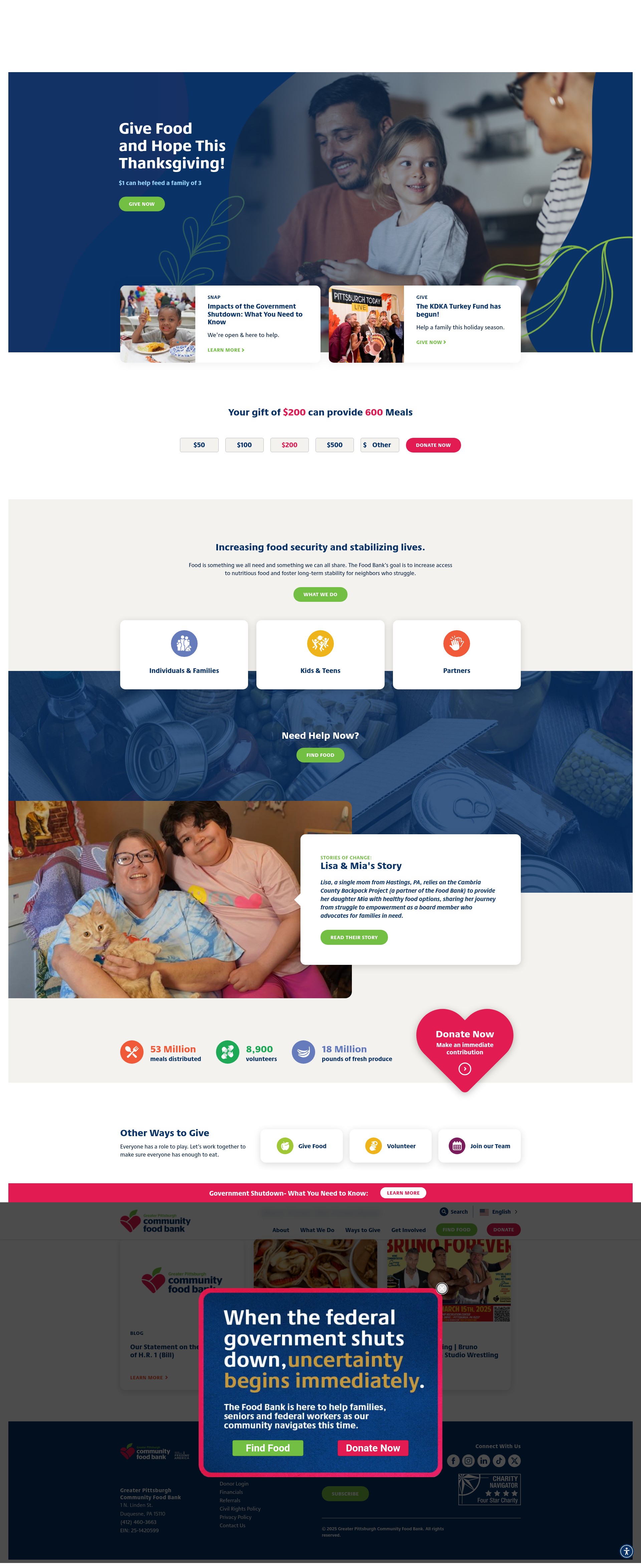 Screenshot of pittsburghfoodbank.org
