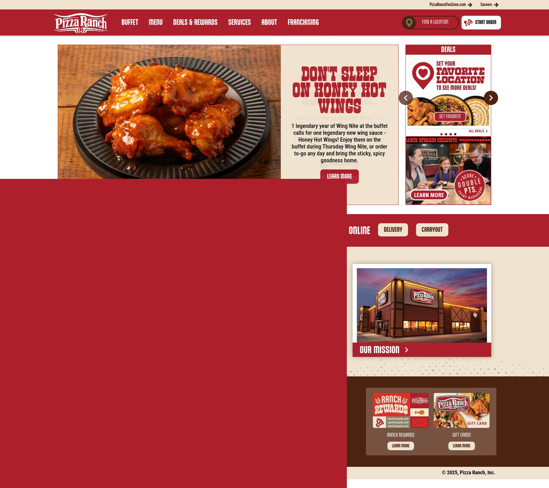 Screenshot of pizzaranch.com