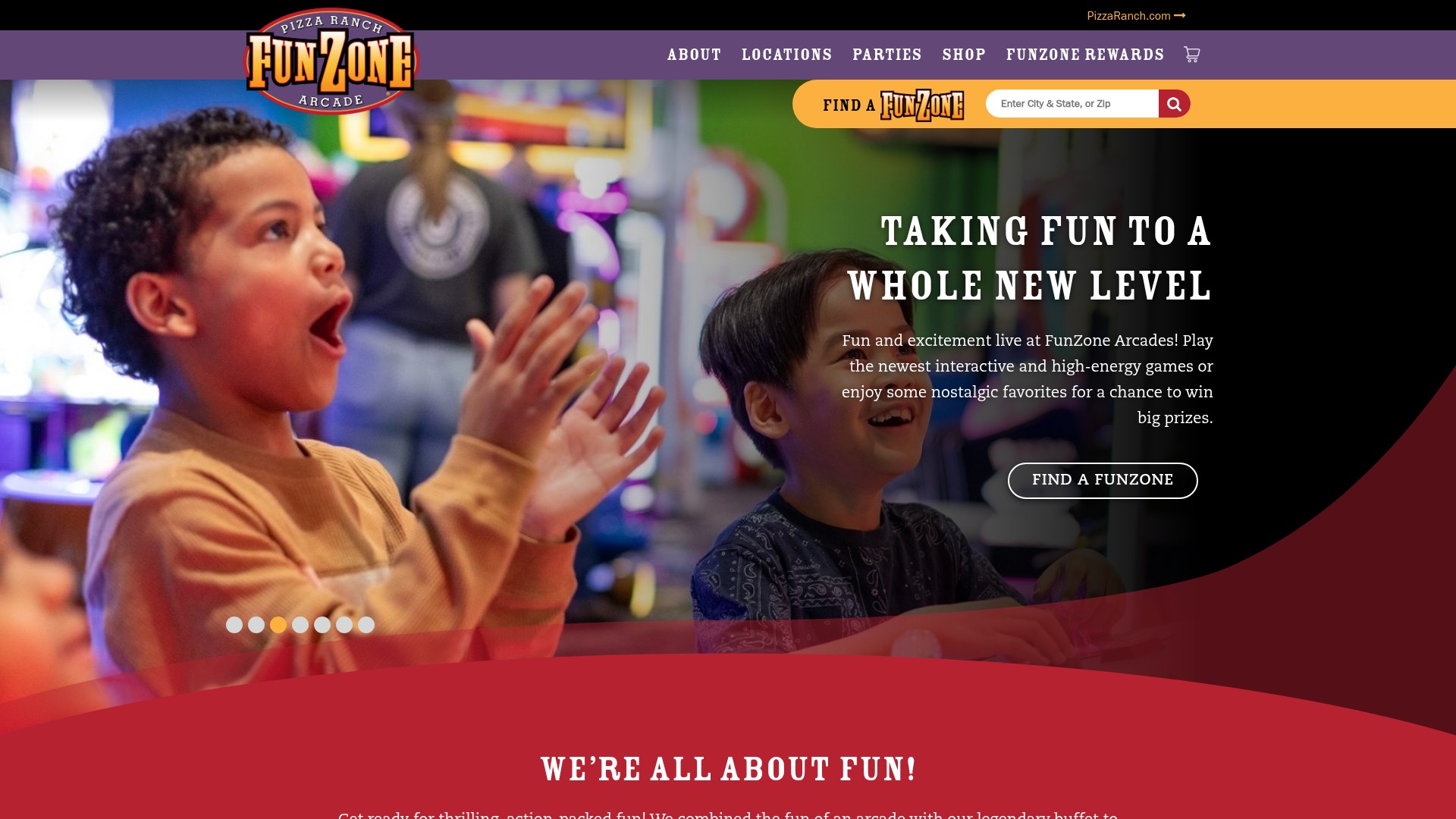 Screenshot of pizzaranchfunzone.com