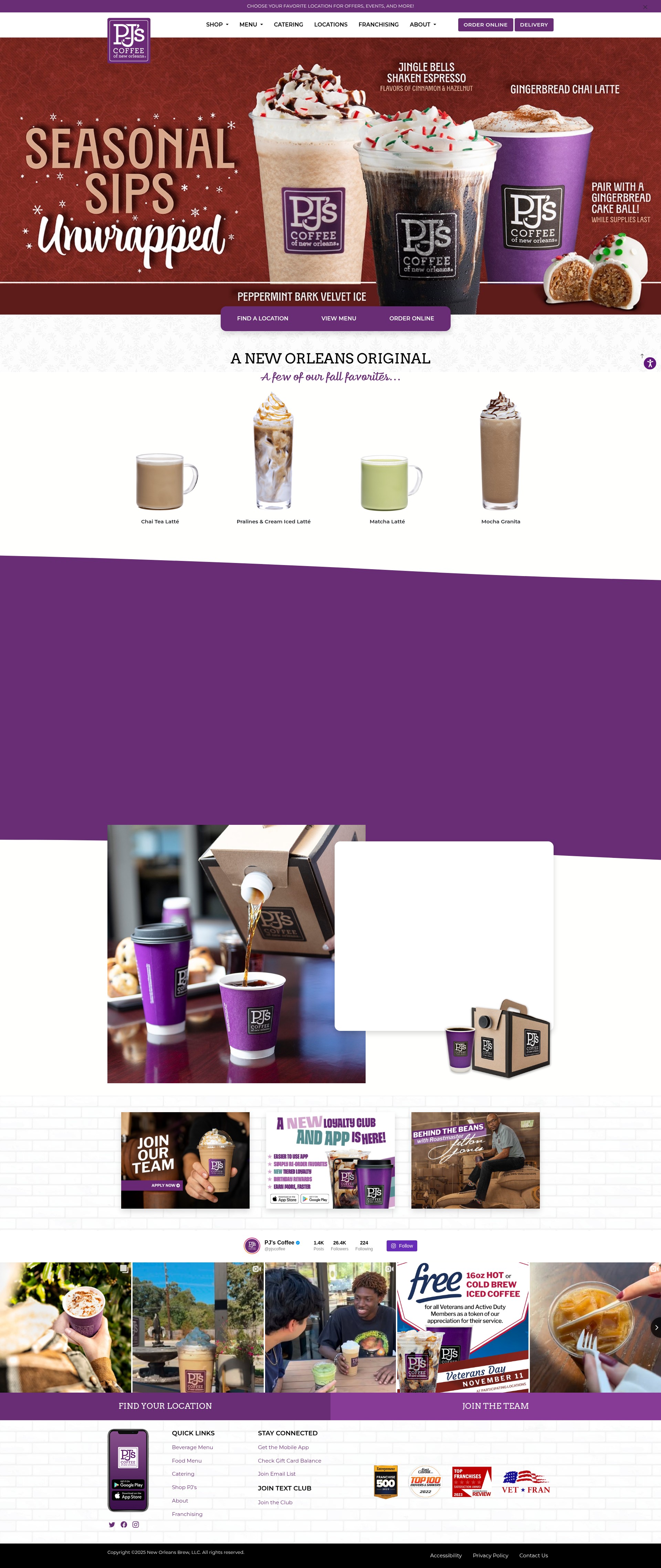 Screenshot of pjscoffee.com