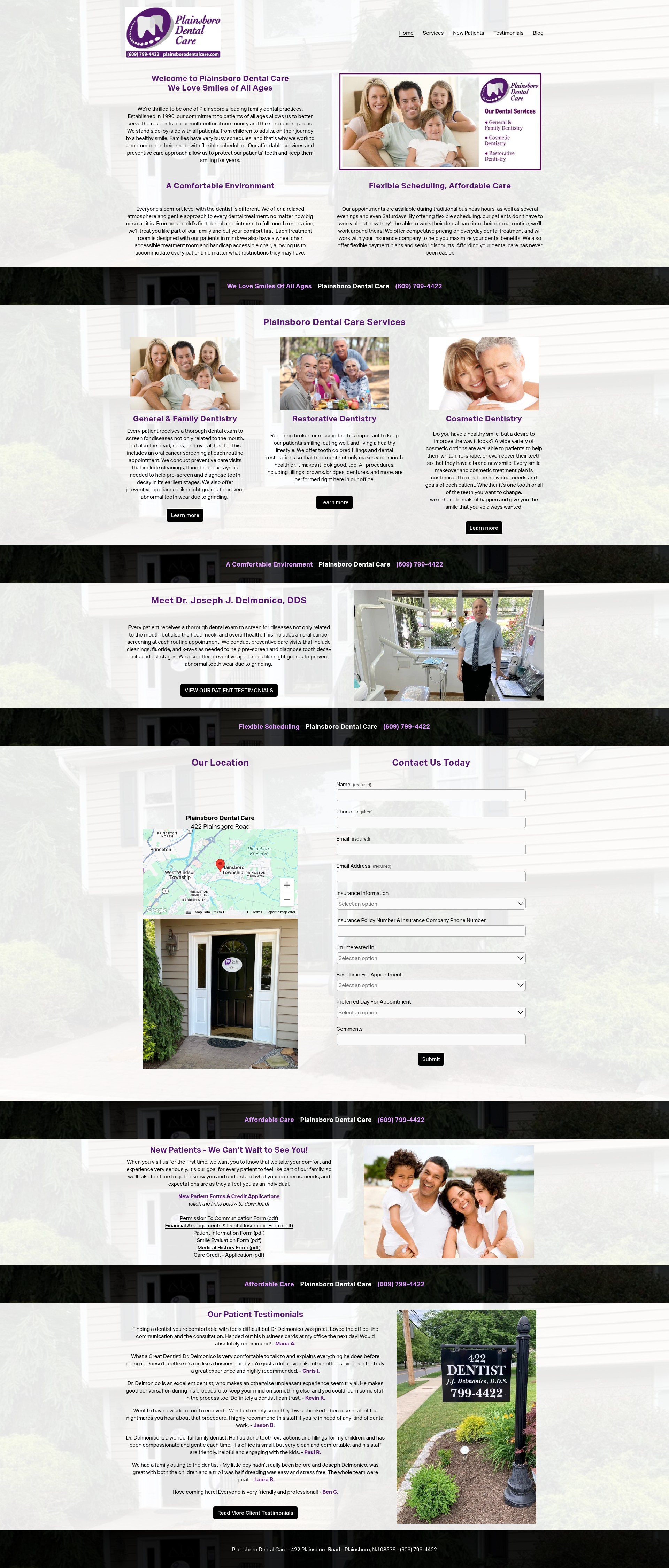 Screenshot of plainsborodentalcare.com