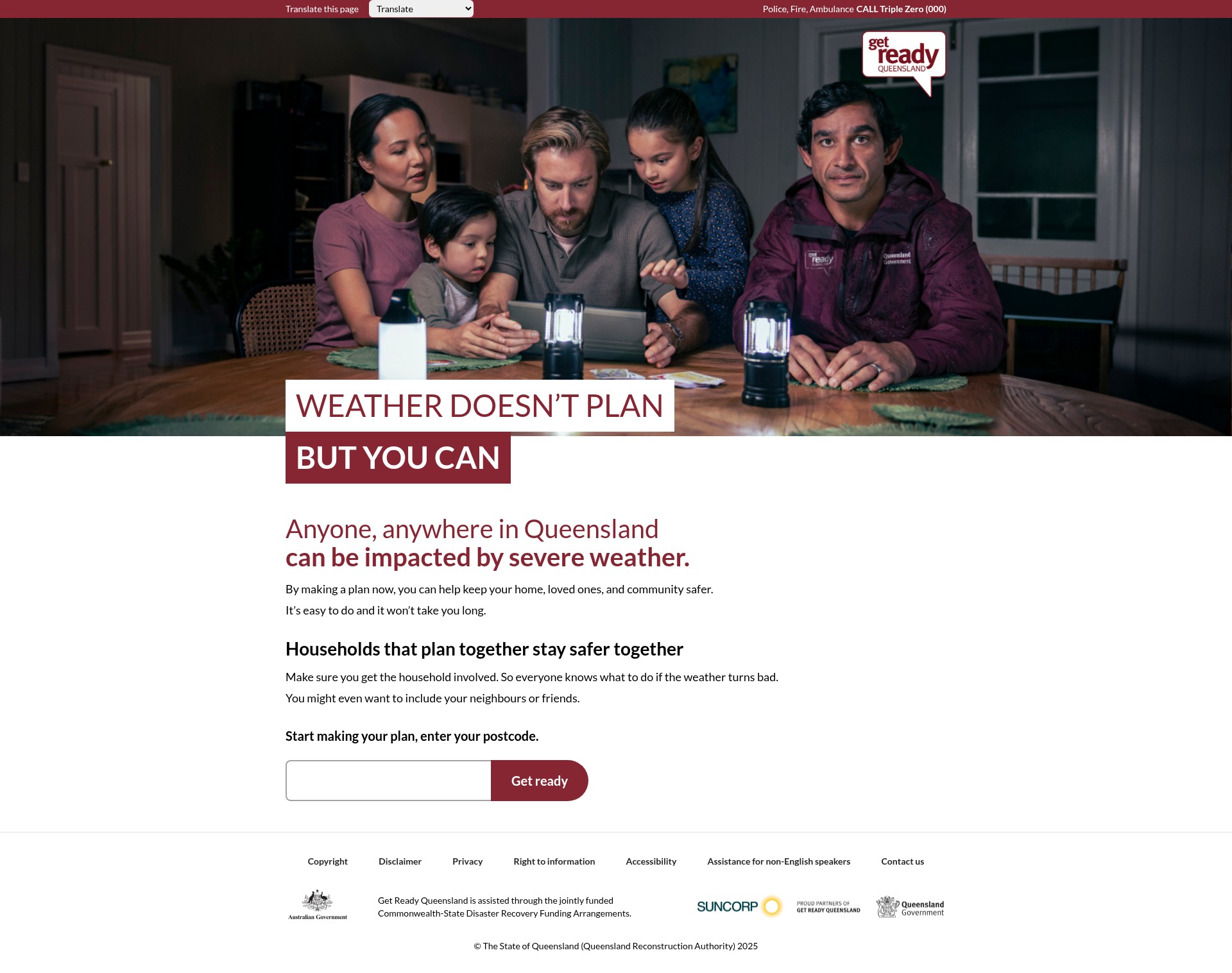 Screenshot of plan.getready.qld.gov.au