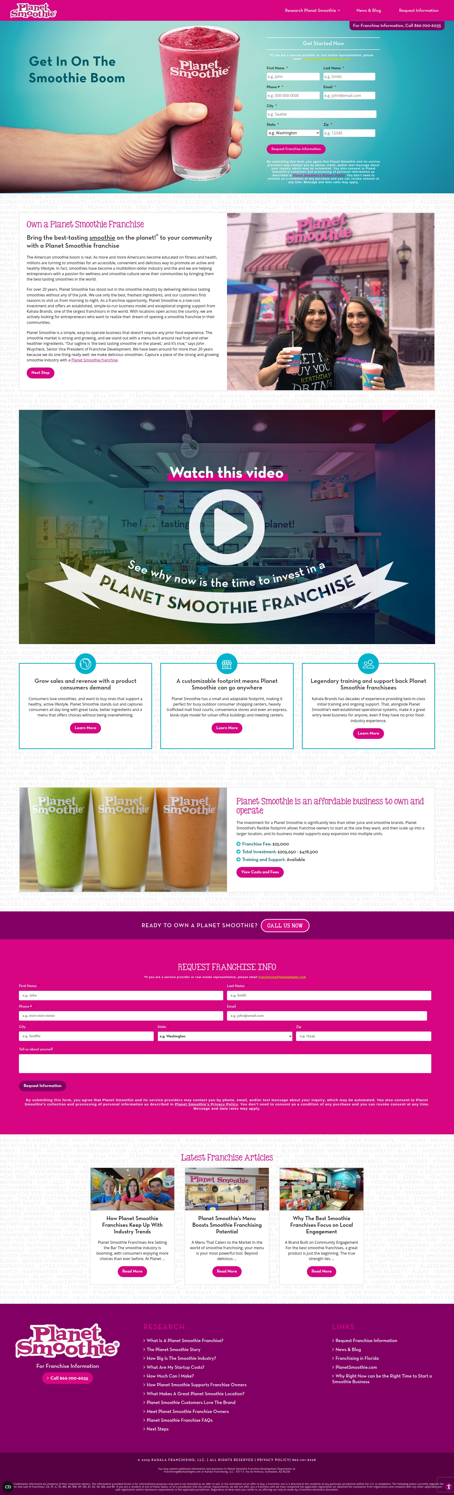 Screenshot of planetsmoothiefranchise.com
