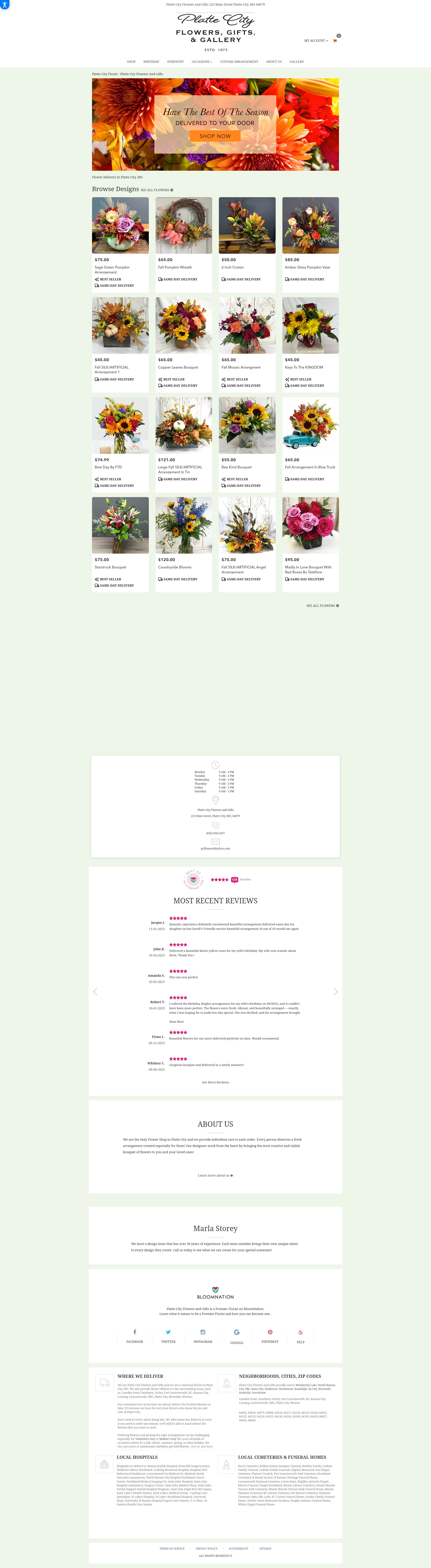 Screenshot of plattecityflowers.com