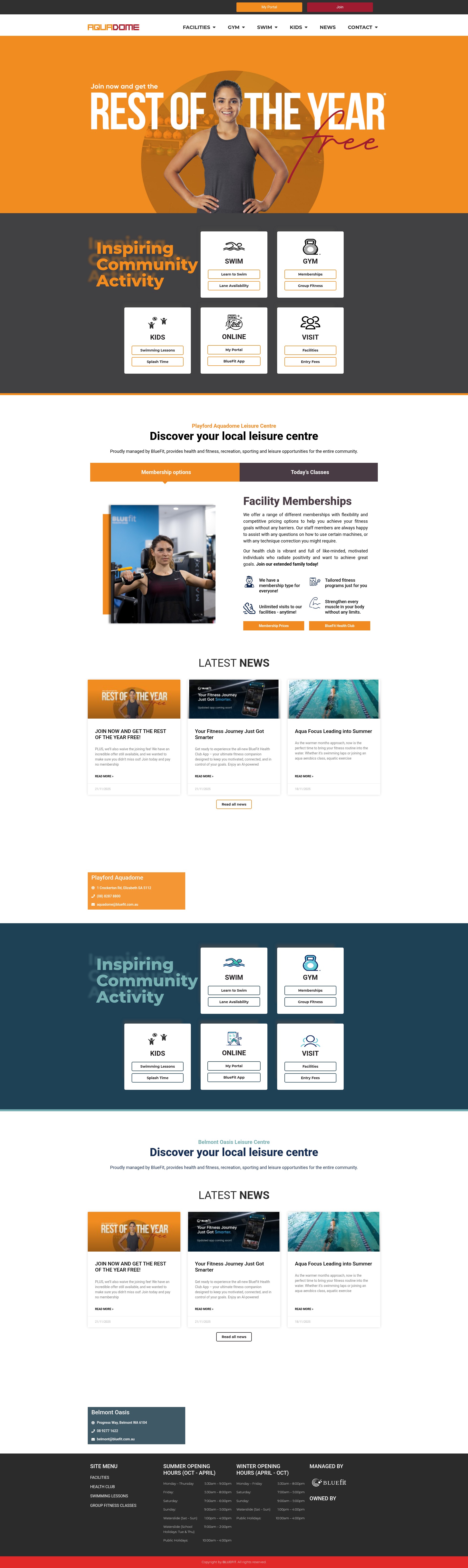 Screenshot of playfordaquadome.com.au