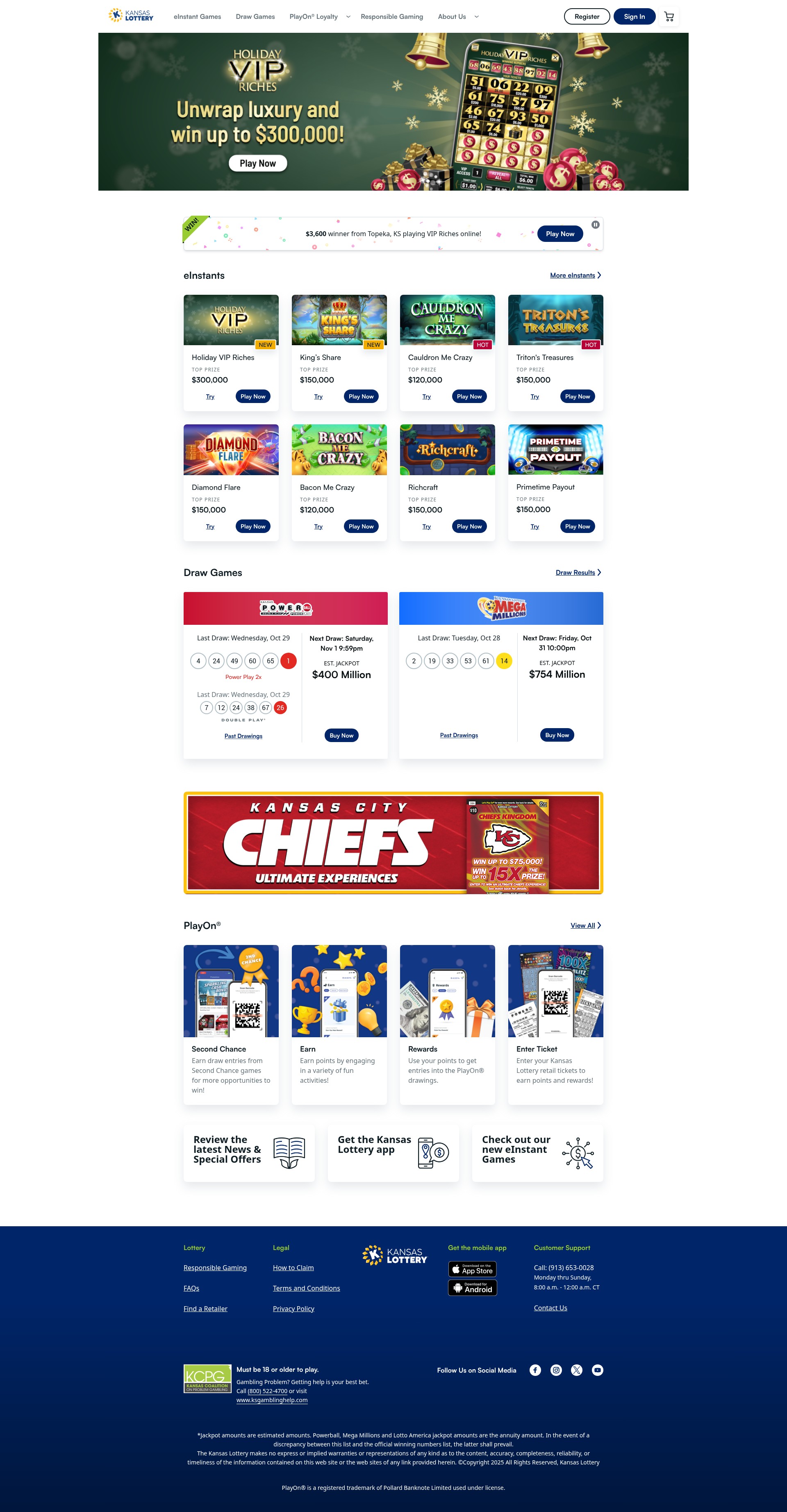 Screenshot of playonkansas.com