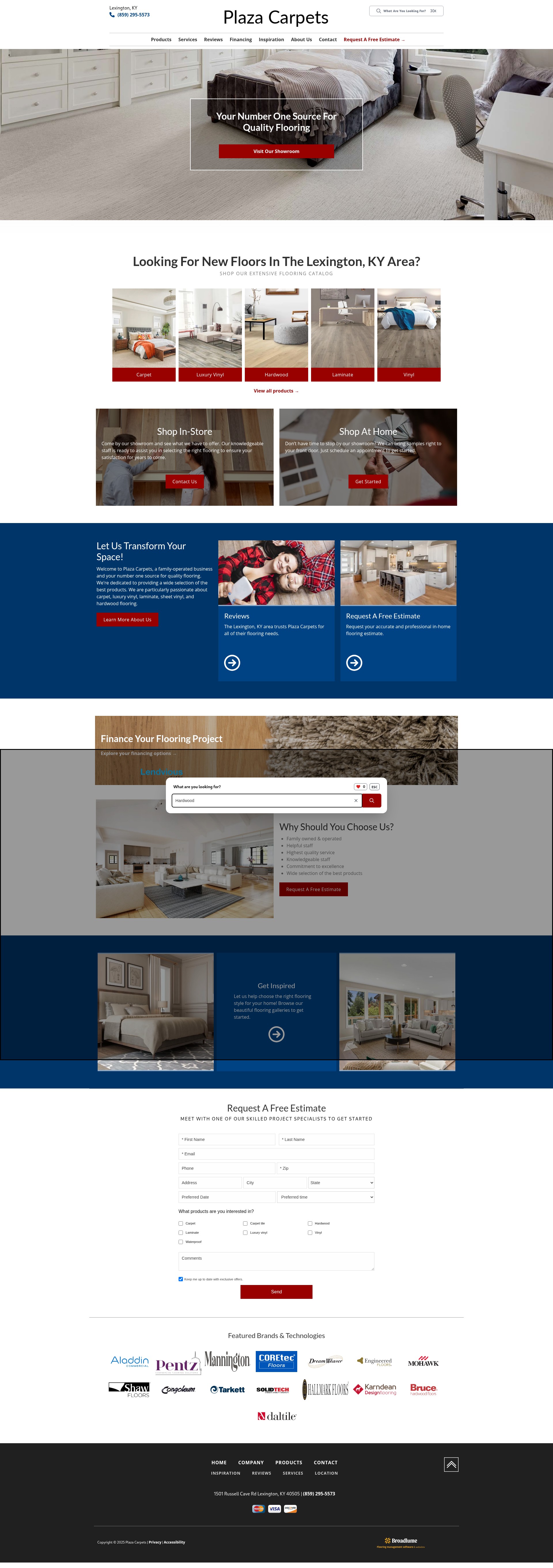 Screenshot of plazacarpetslexington.com