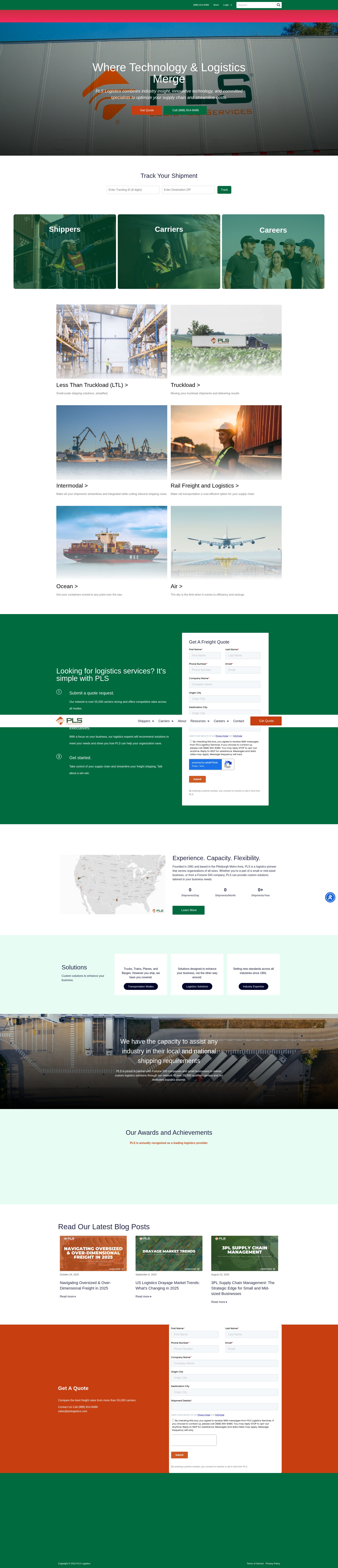 Screenshot of plslogistics.com