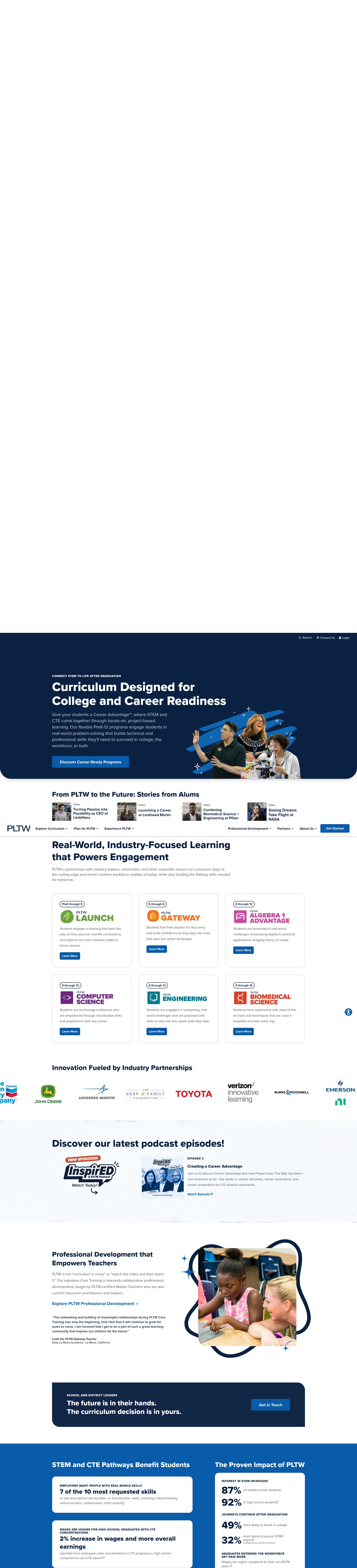 Screenshot of pltw.org