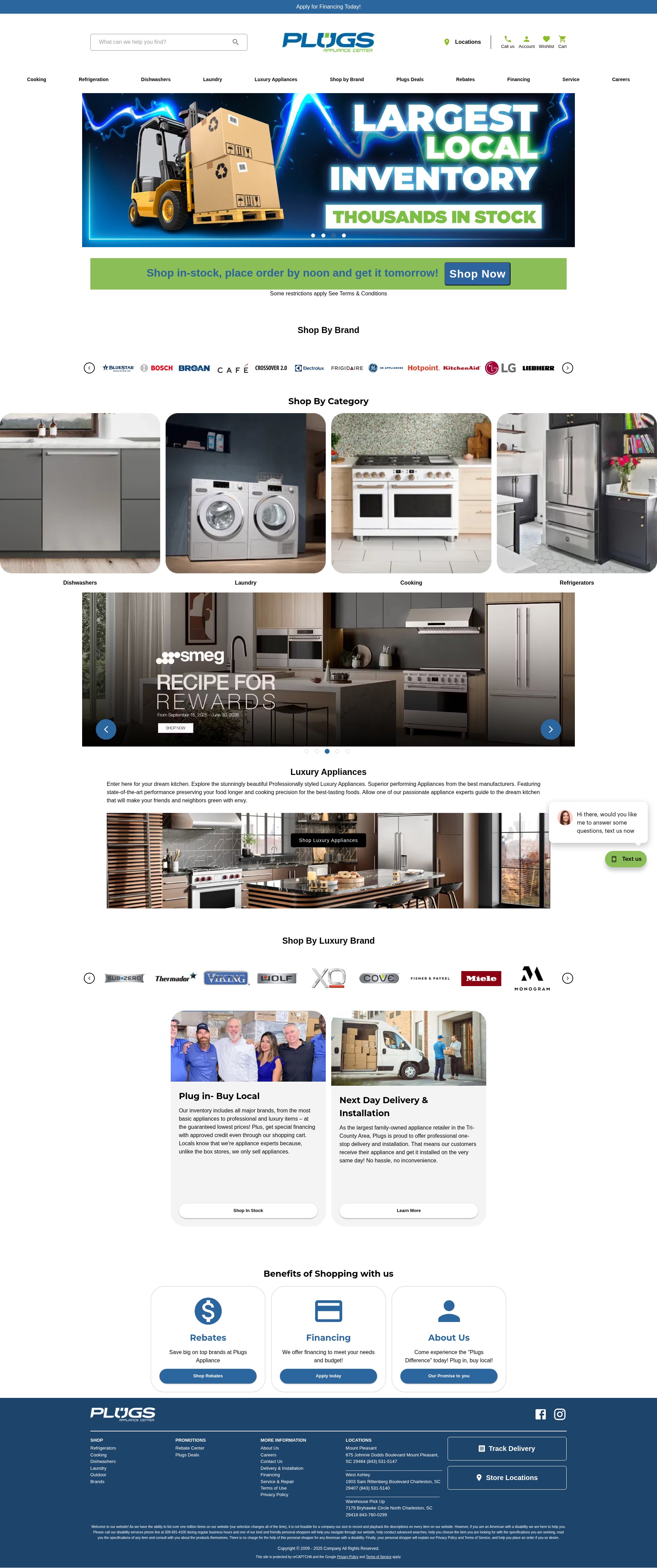 Screenshot of plugsappliance.com