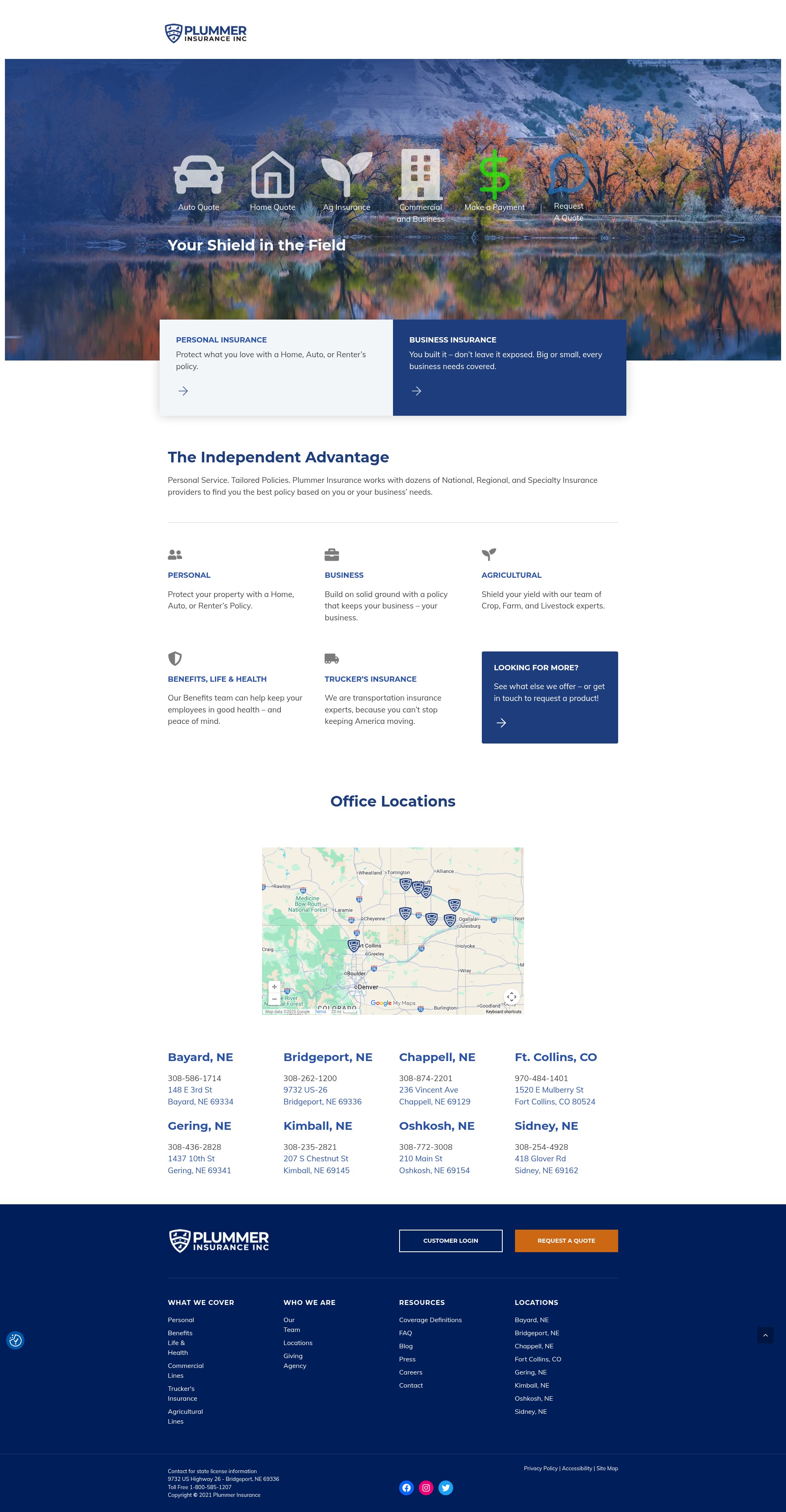 Screenshot of plummerinsurance.com