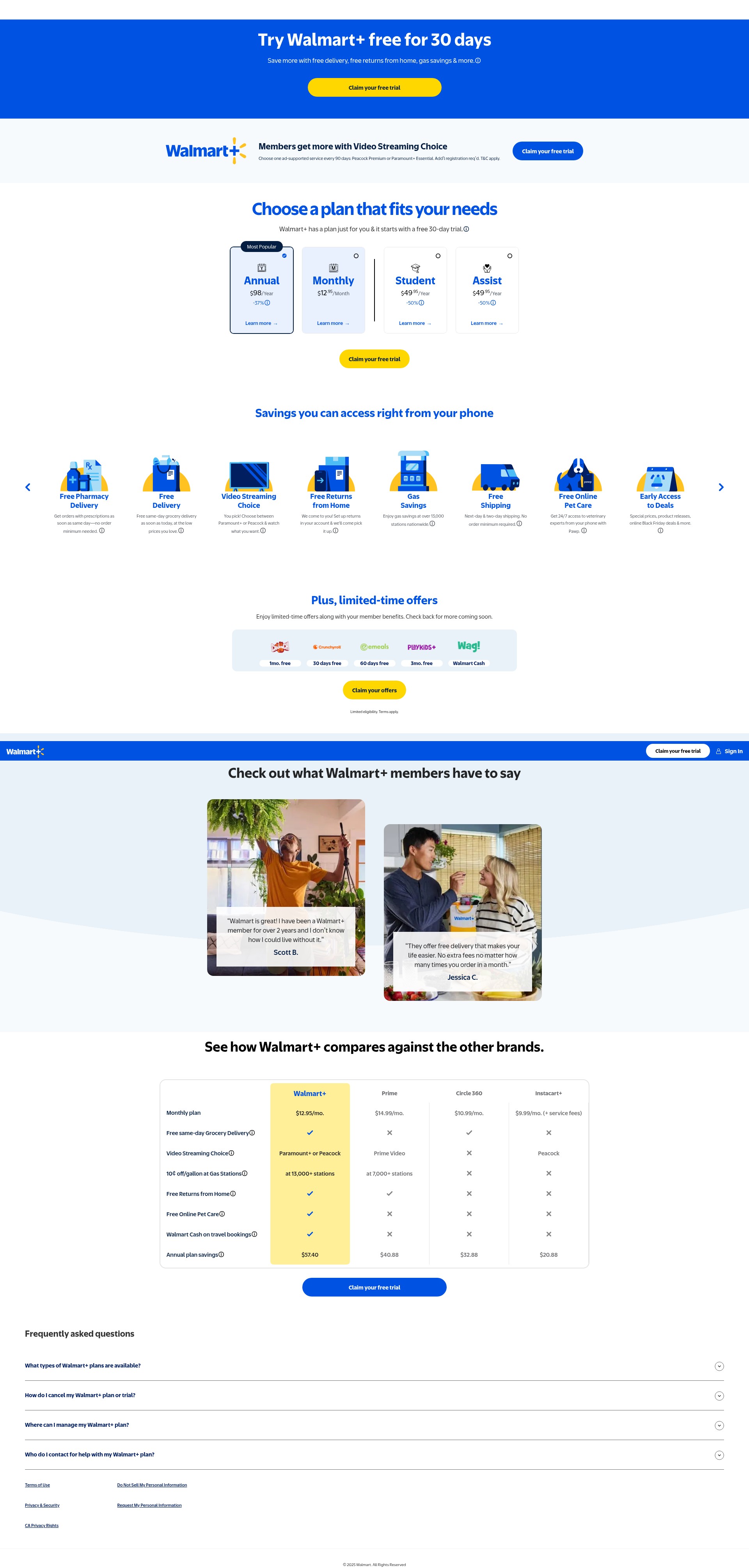 Screenshot of plus.walmart.com