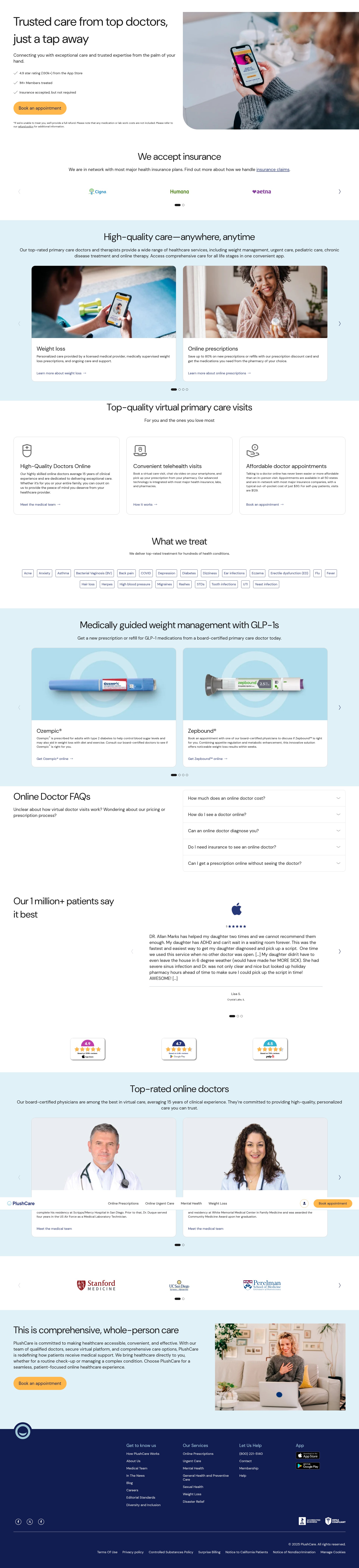 Screenshot of plushcare.com