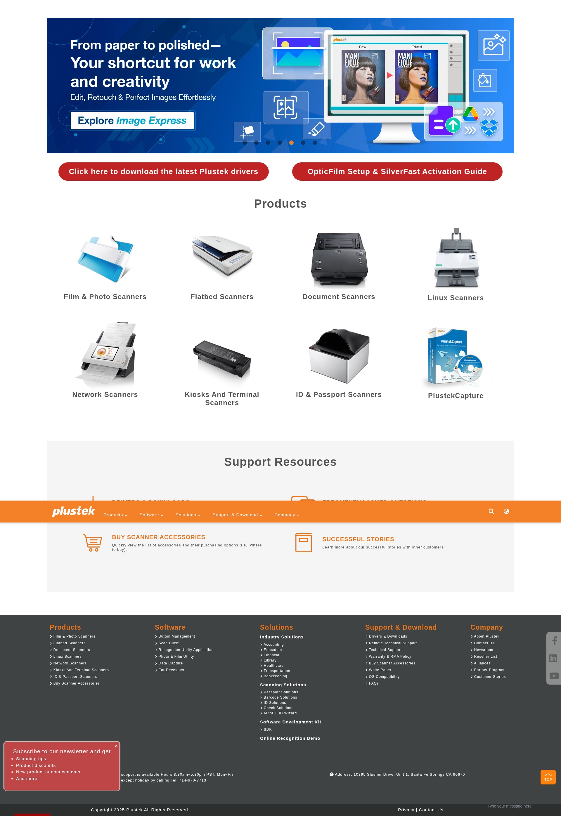 Screenshot of plustek.com
