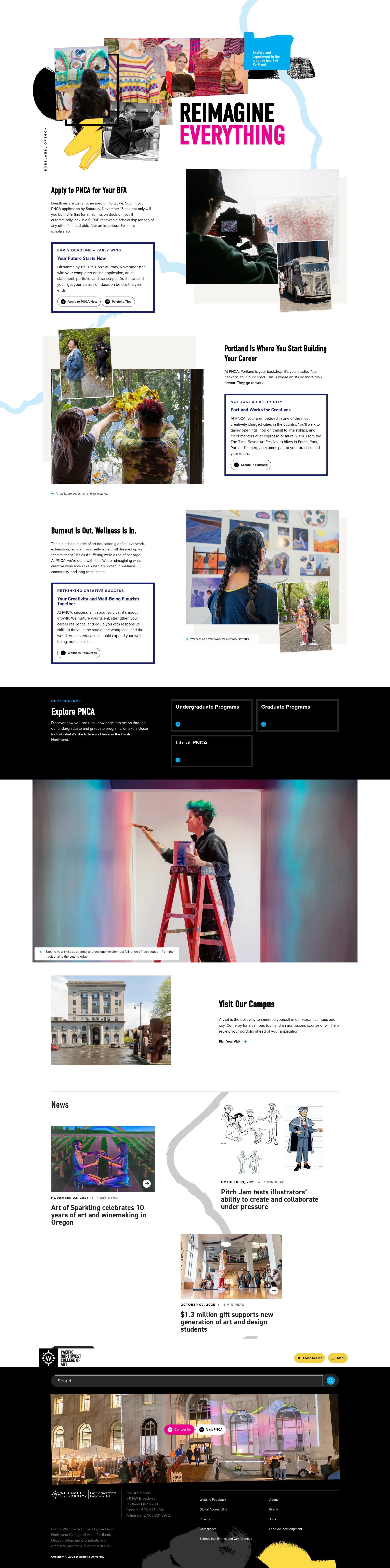 Screenshot of pnca.willamette.edu