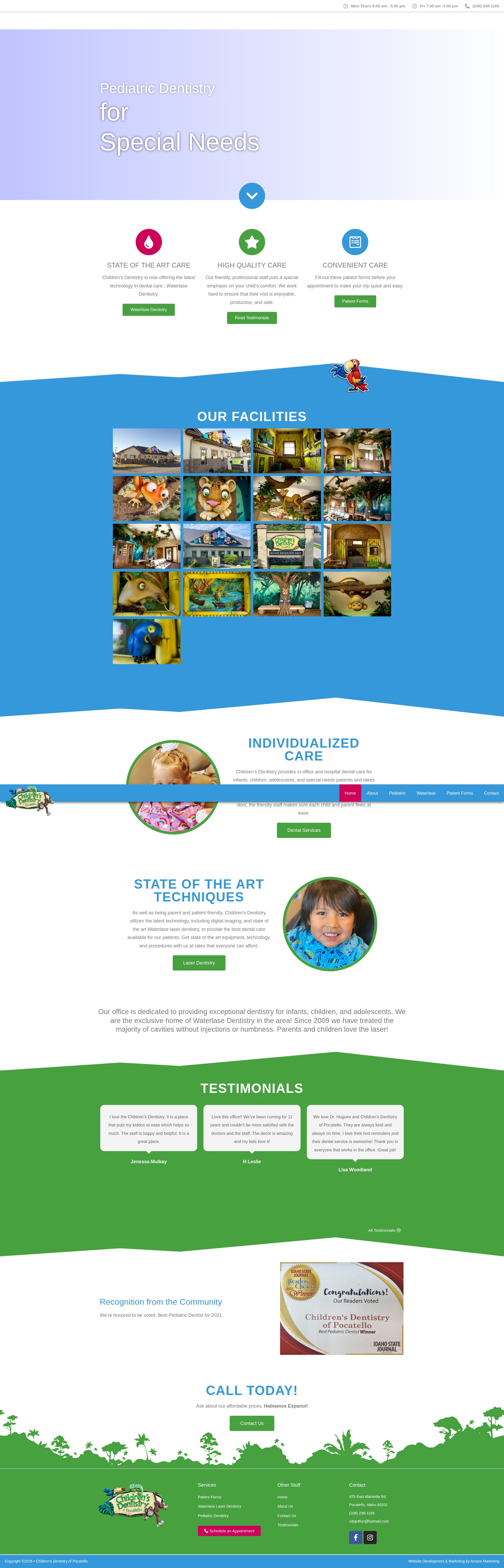 Screenshot of pocatellochildrensdentistry.com