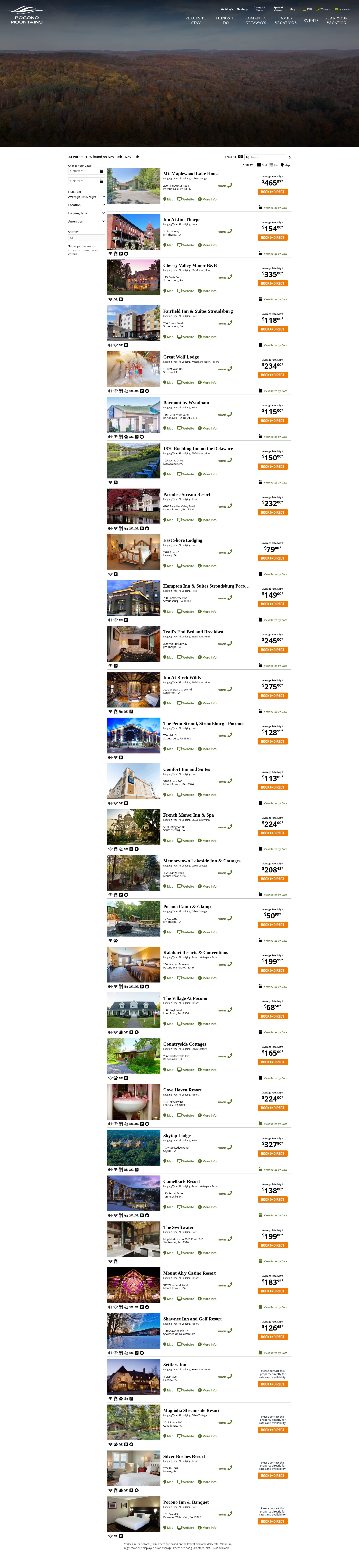 Screenshot of poconomountains.bookdirect.net