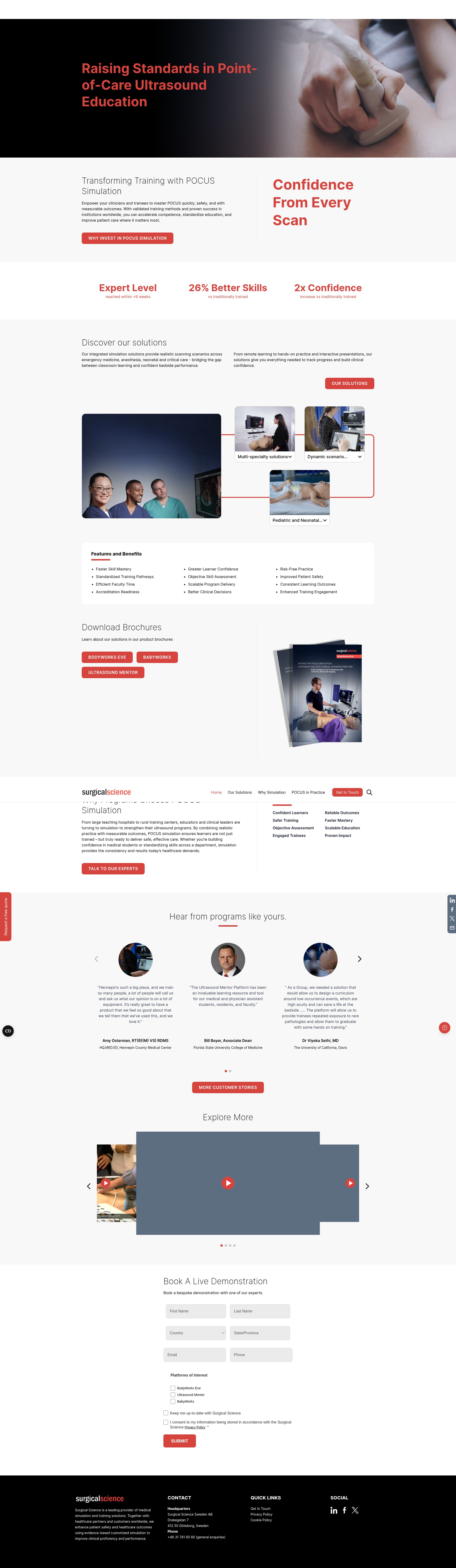 Screenshot of pocus-simulators.surgicalscience.com