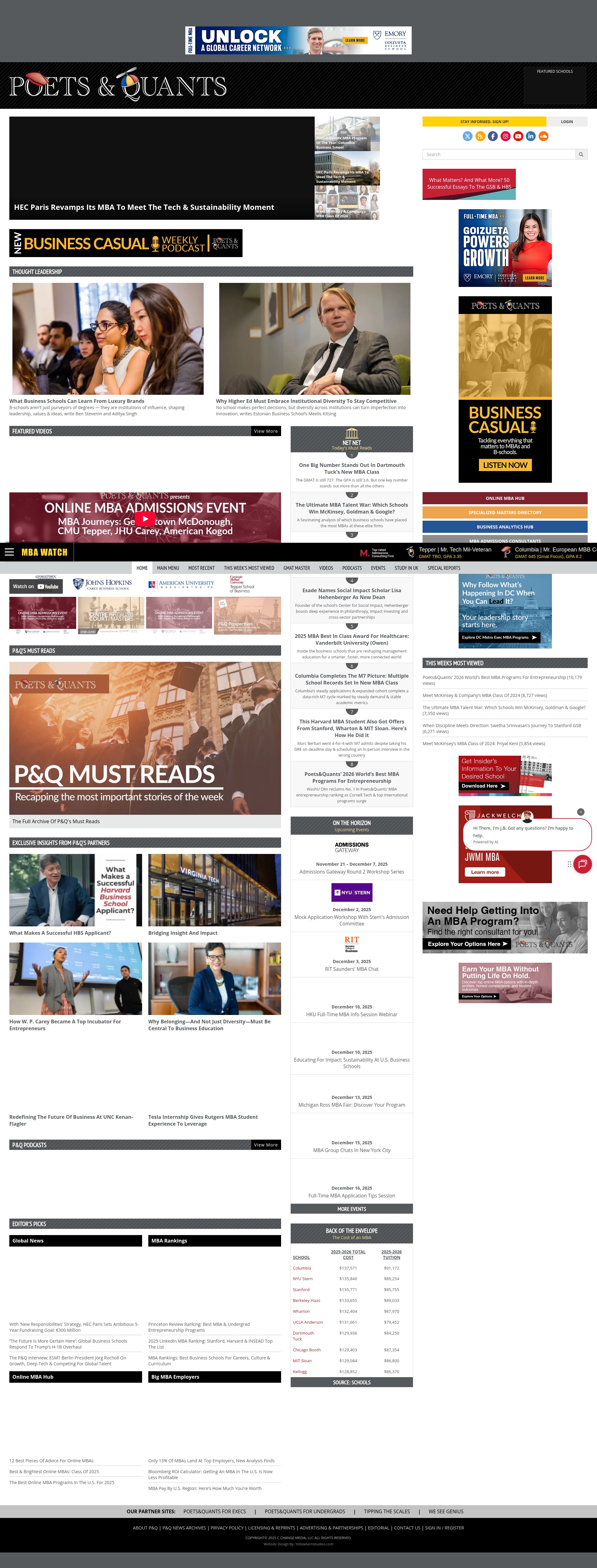 Screenshot of poetsandquants.com