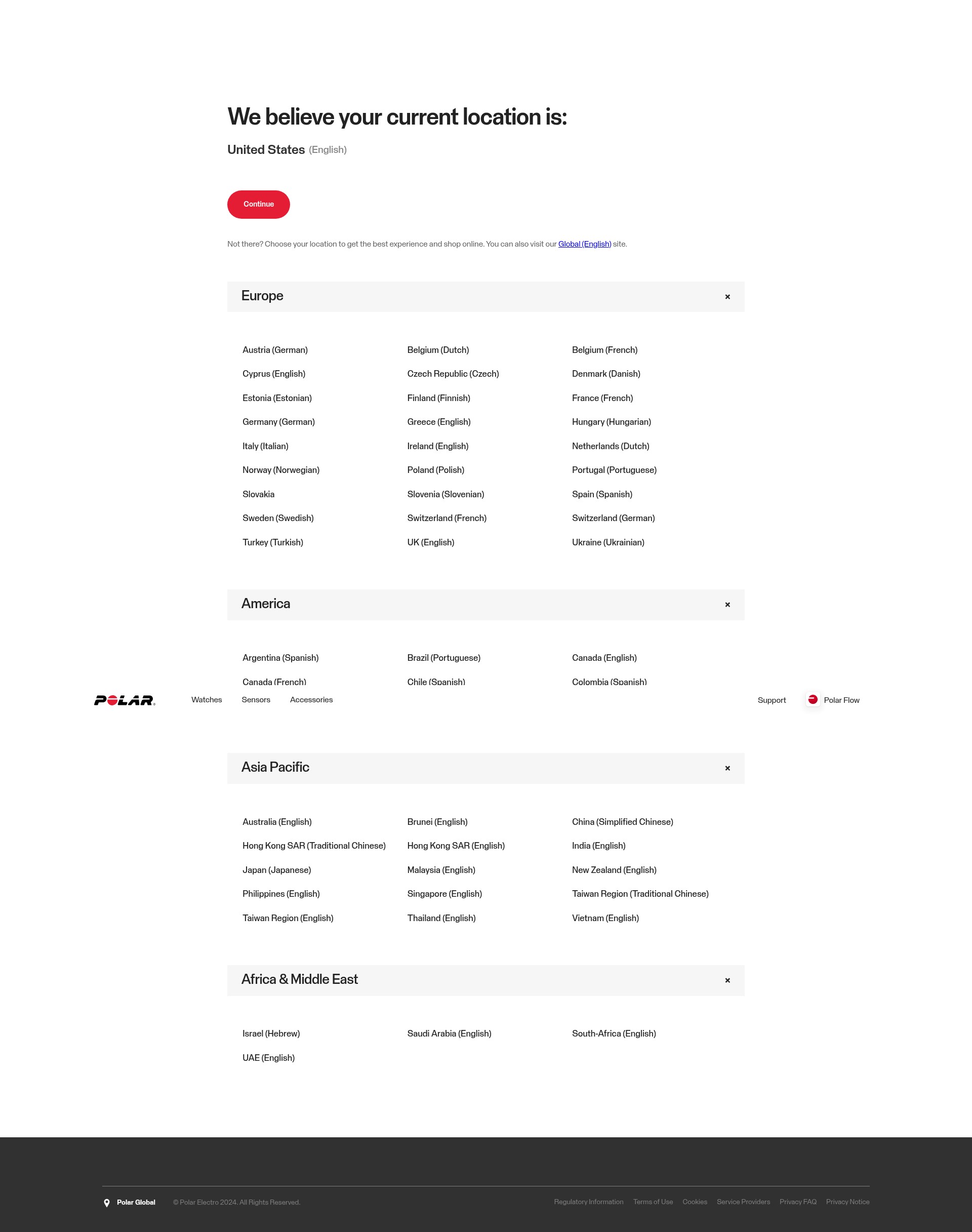Screenshot of polar.com