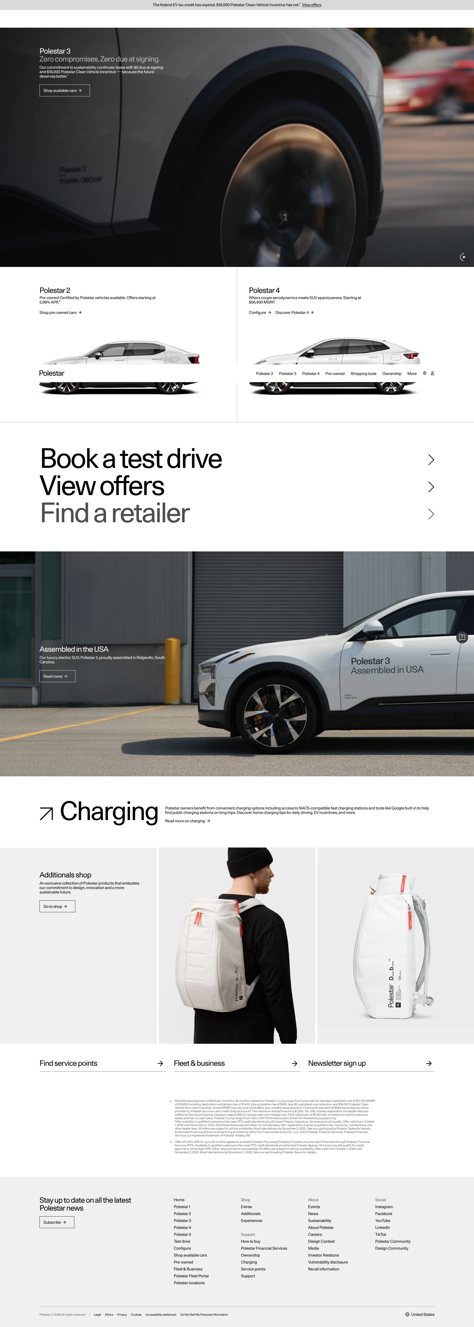 Screenshot of polestar.com