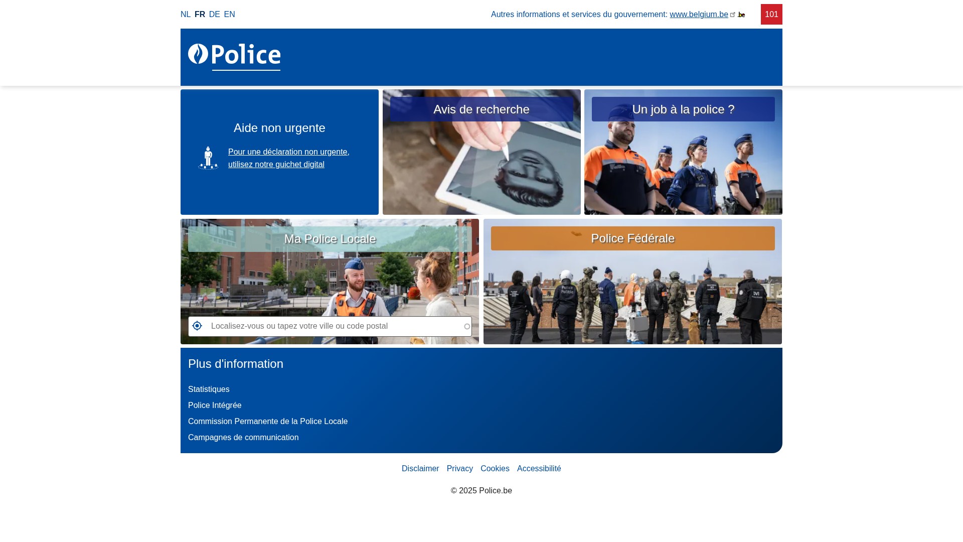 Screenshot of police.be