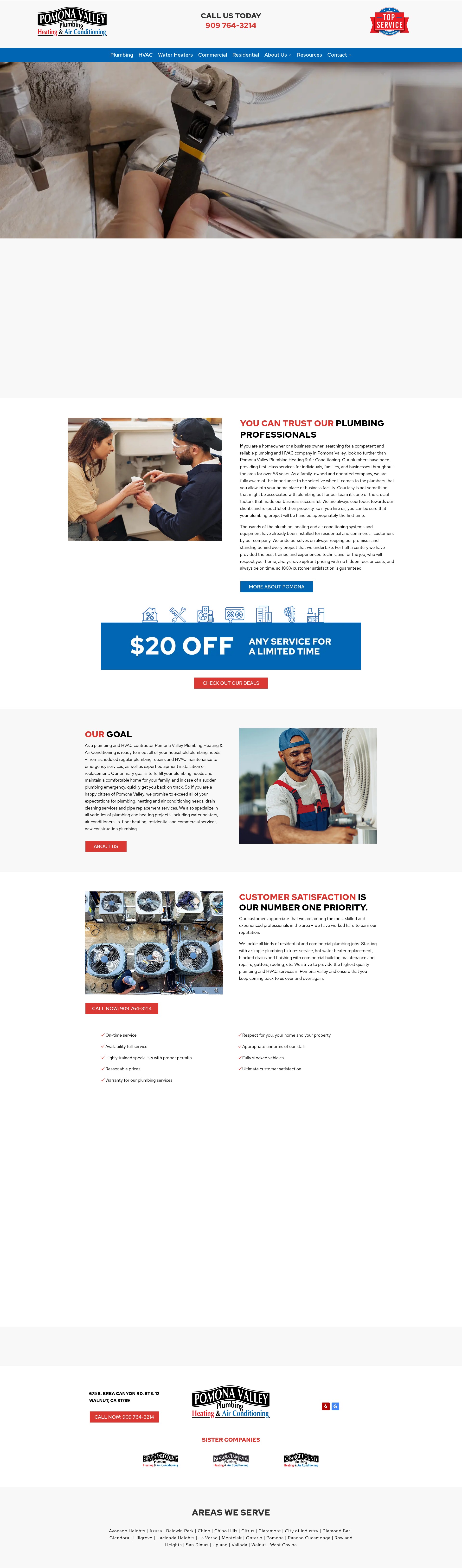 Screenshot of pomonavalleyplumbinghvac.com