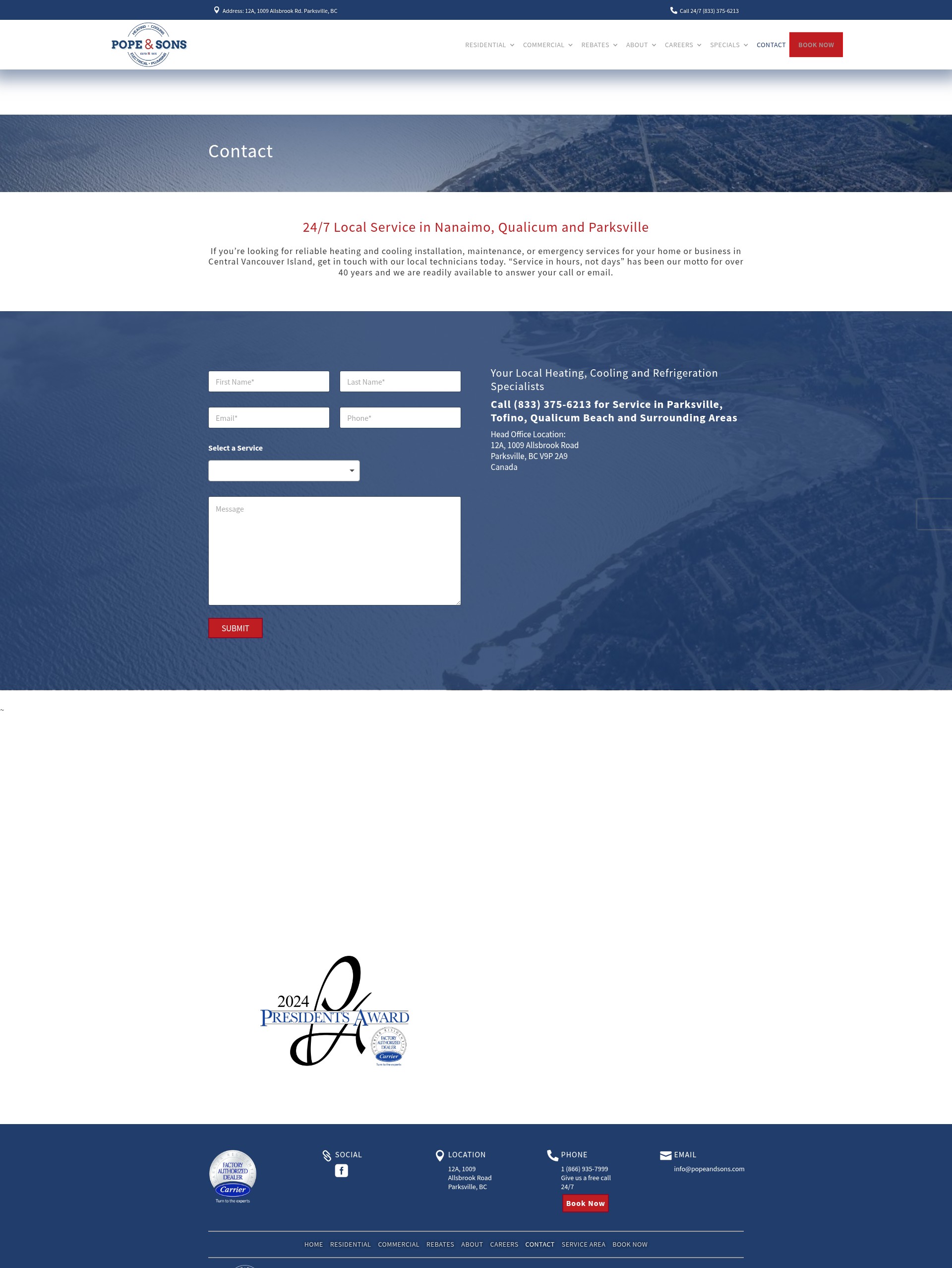 Screenshot of popeandsons.com