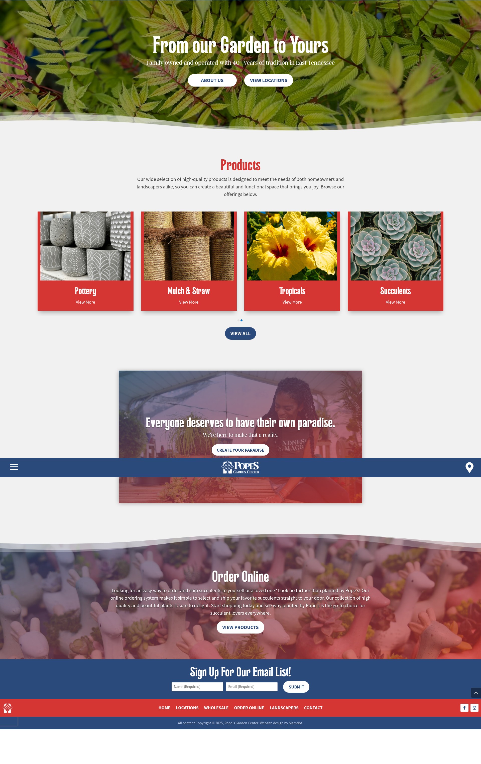 Screenshot of popesgardencenter.com