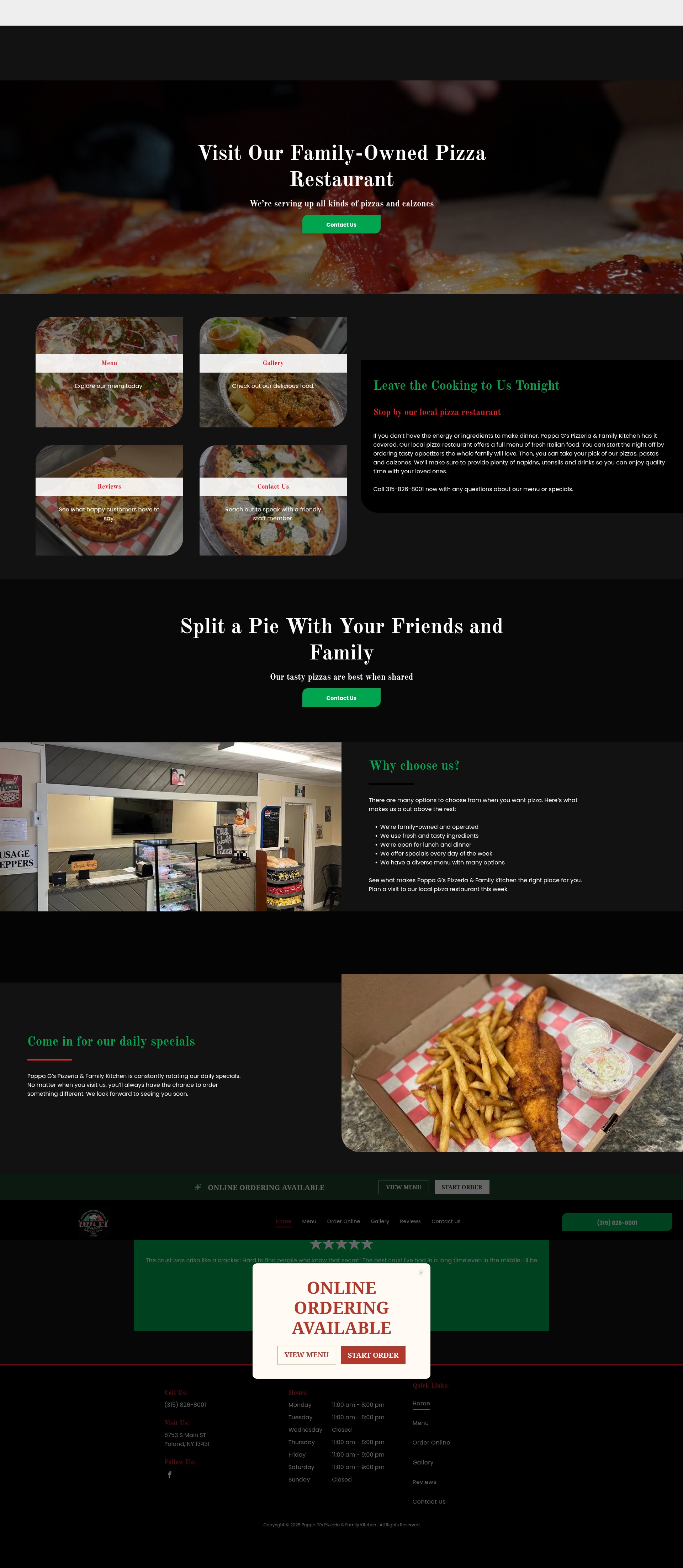 Screenshot of poppagspizza.com
