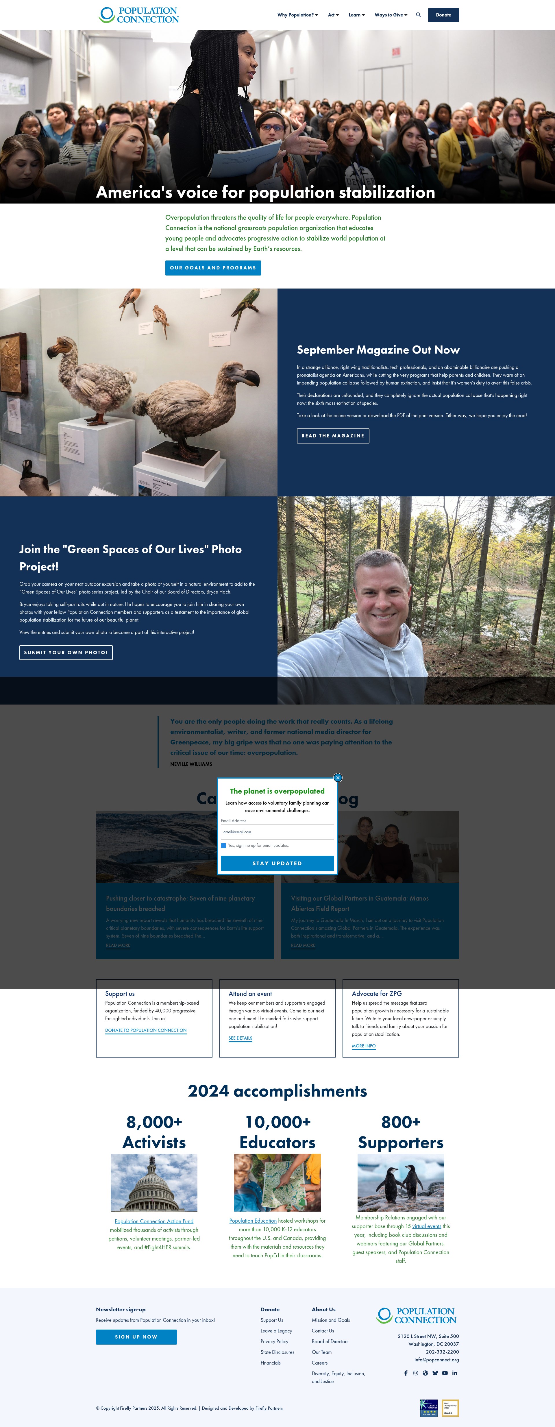 Screenshot of populationconnection.org