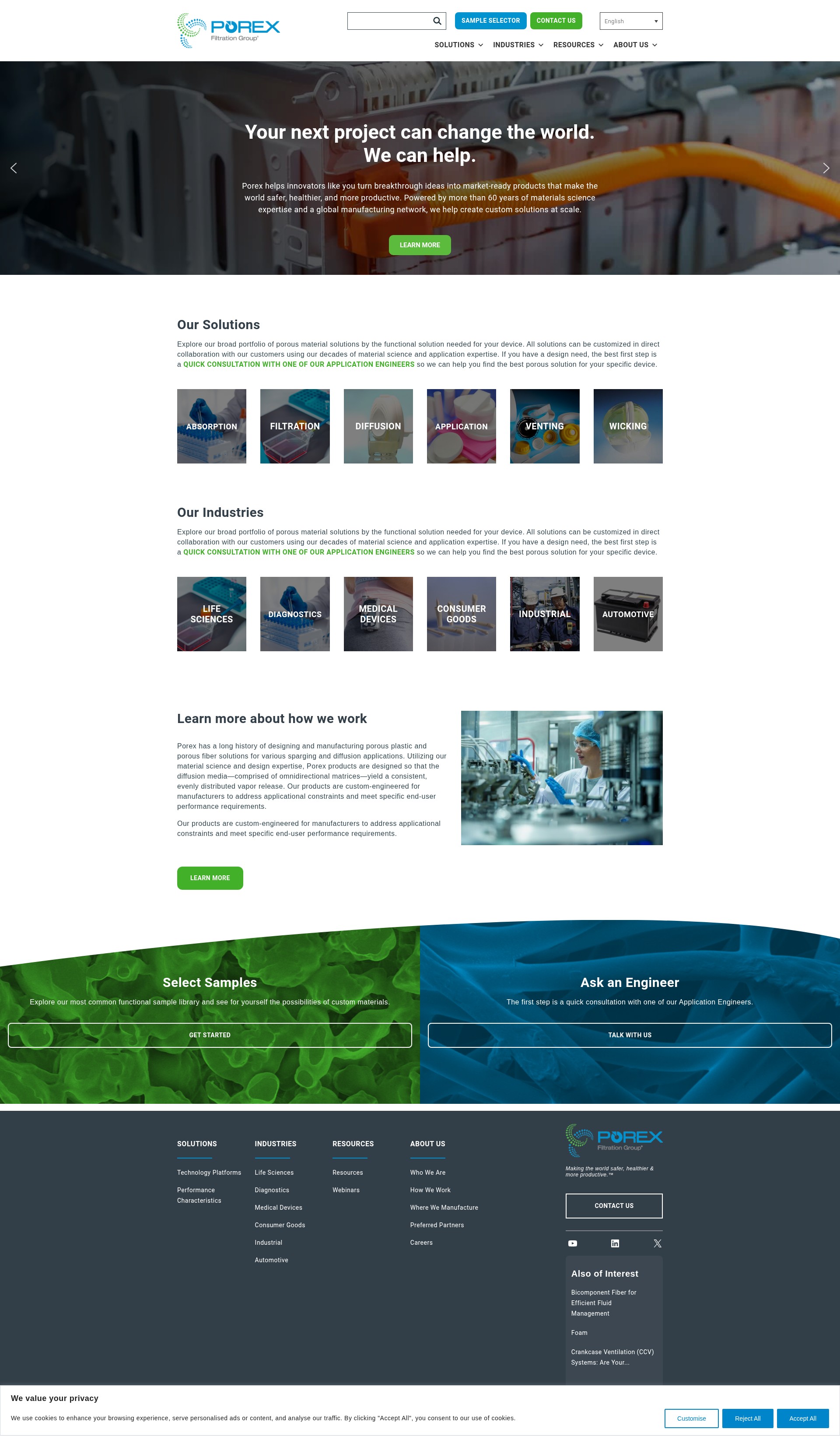 Screenshot of porex.com