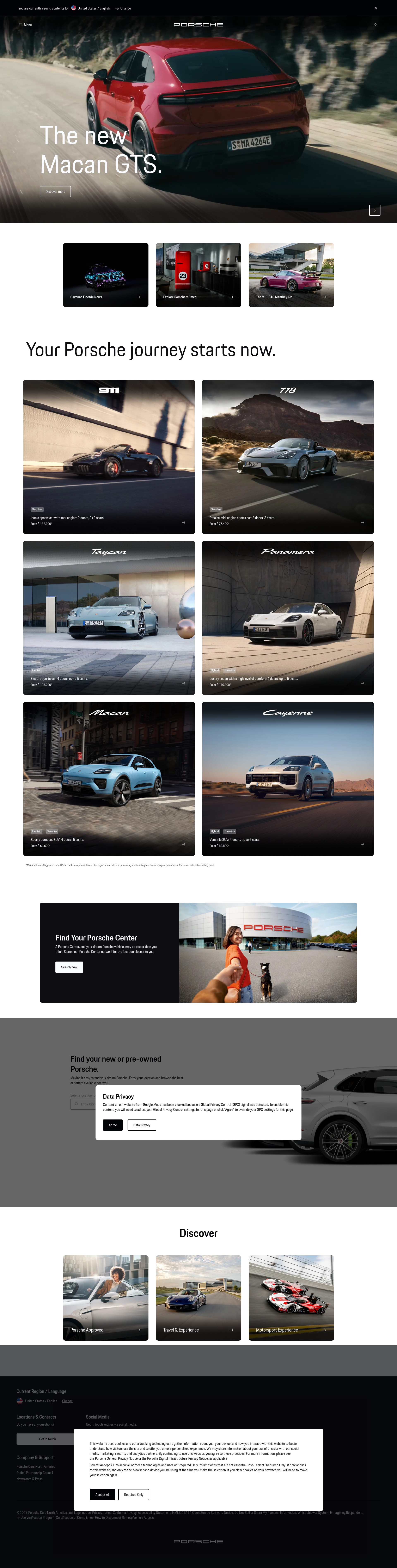 Screenshot of porsche.com