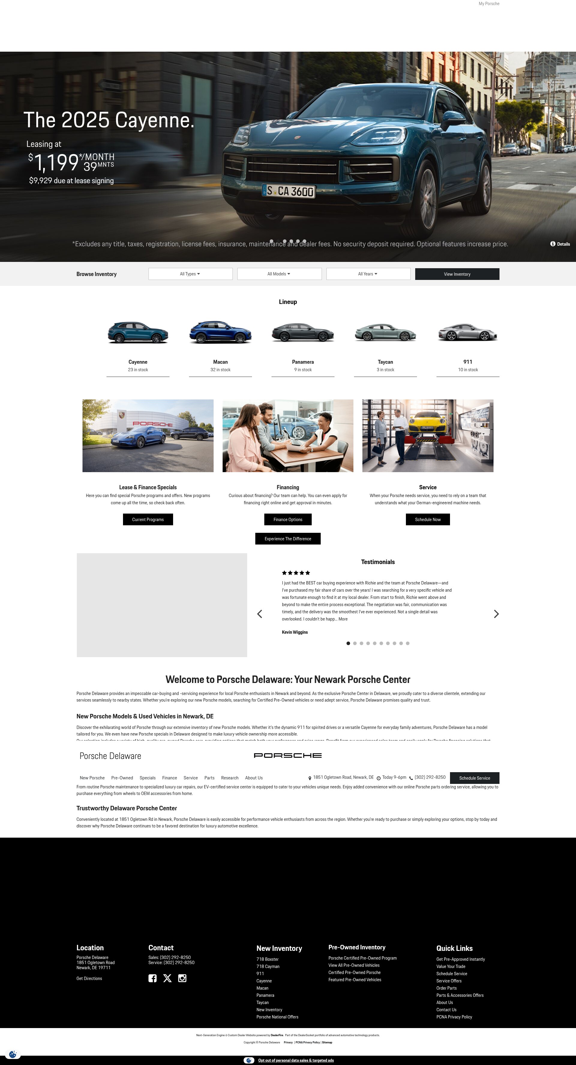 Screenshot of porschedelaware.com
