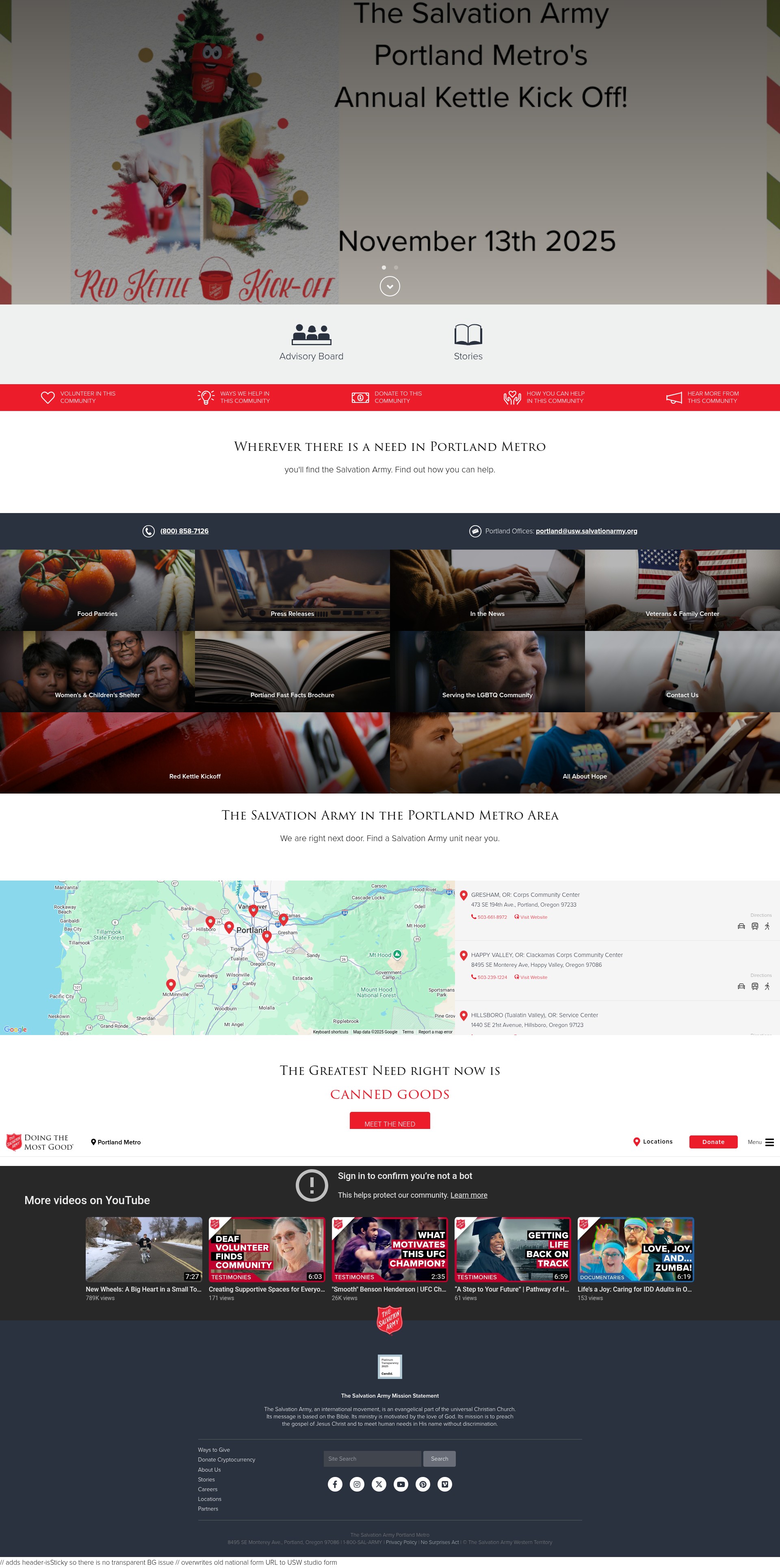 Screenshot of portland.salvationarmy.org