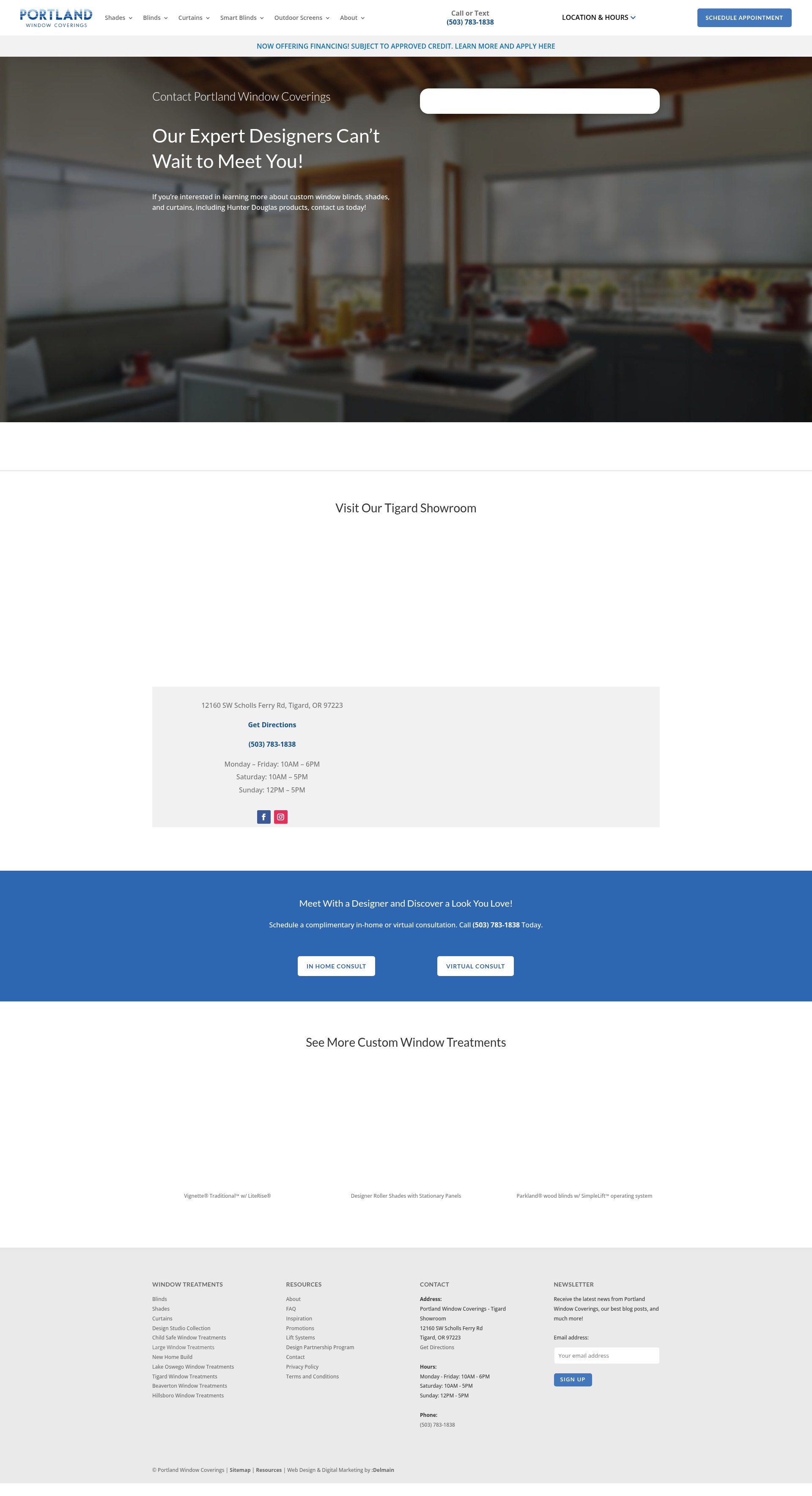 Screenshot of portlandwindowcoverings.com