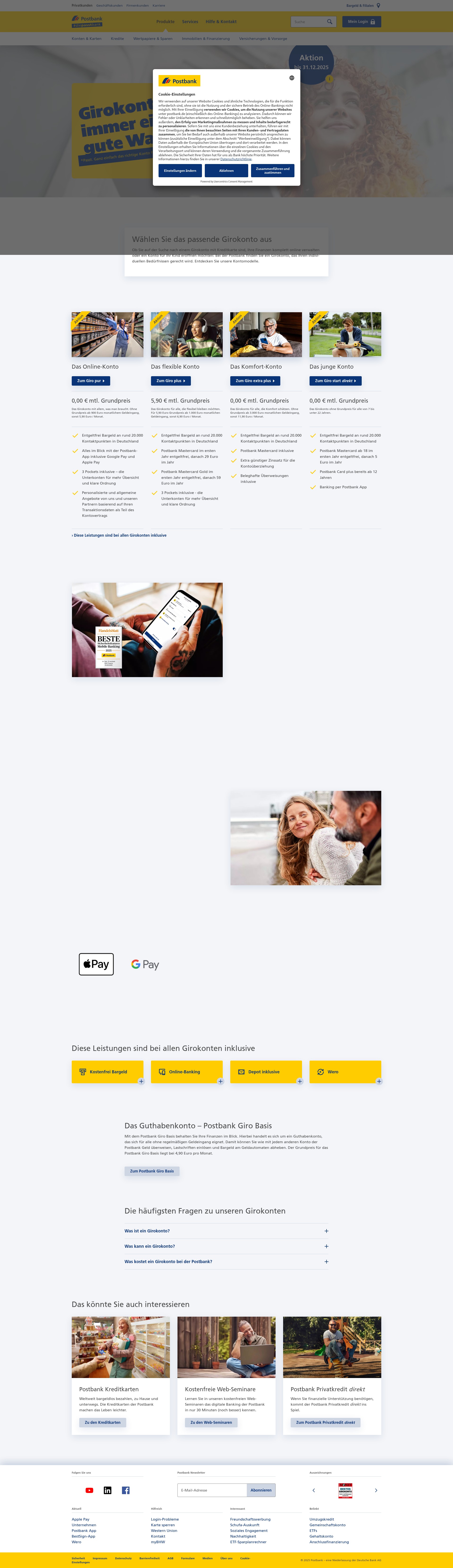 Screenshot of postbank.de