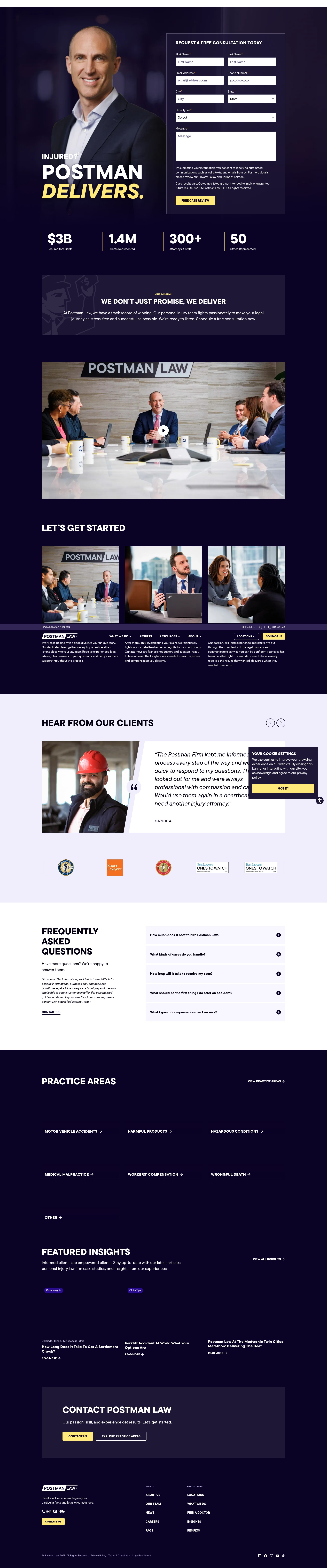 Screenshot of postmanlaw.com