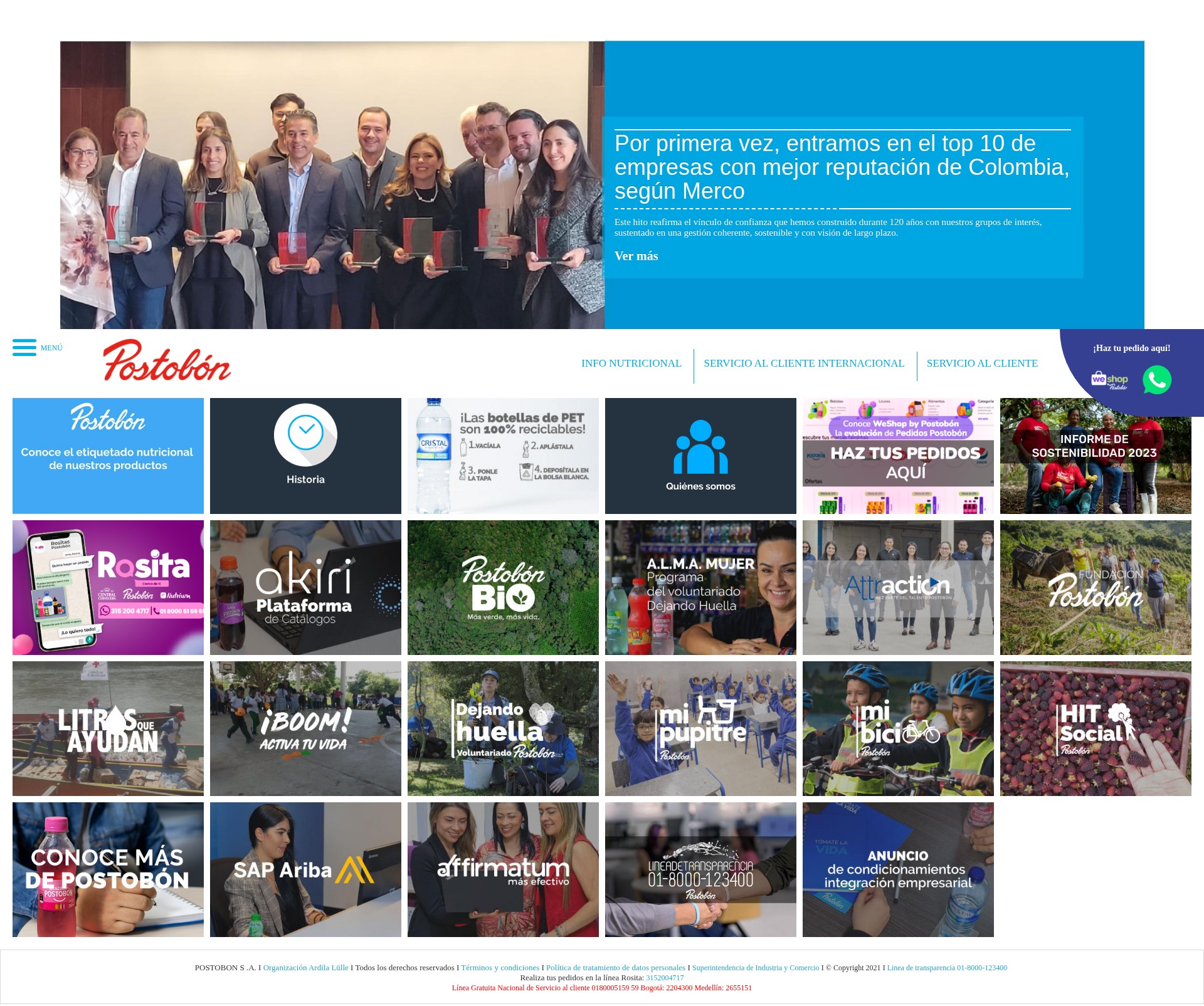 Screenshot of postobon.com