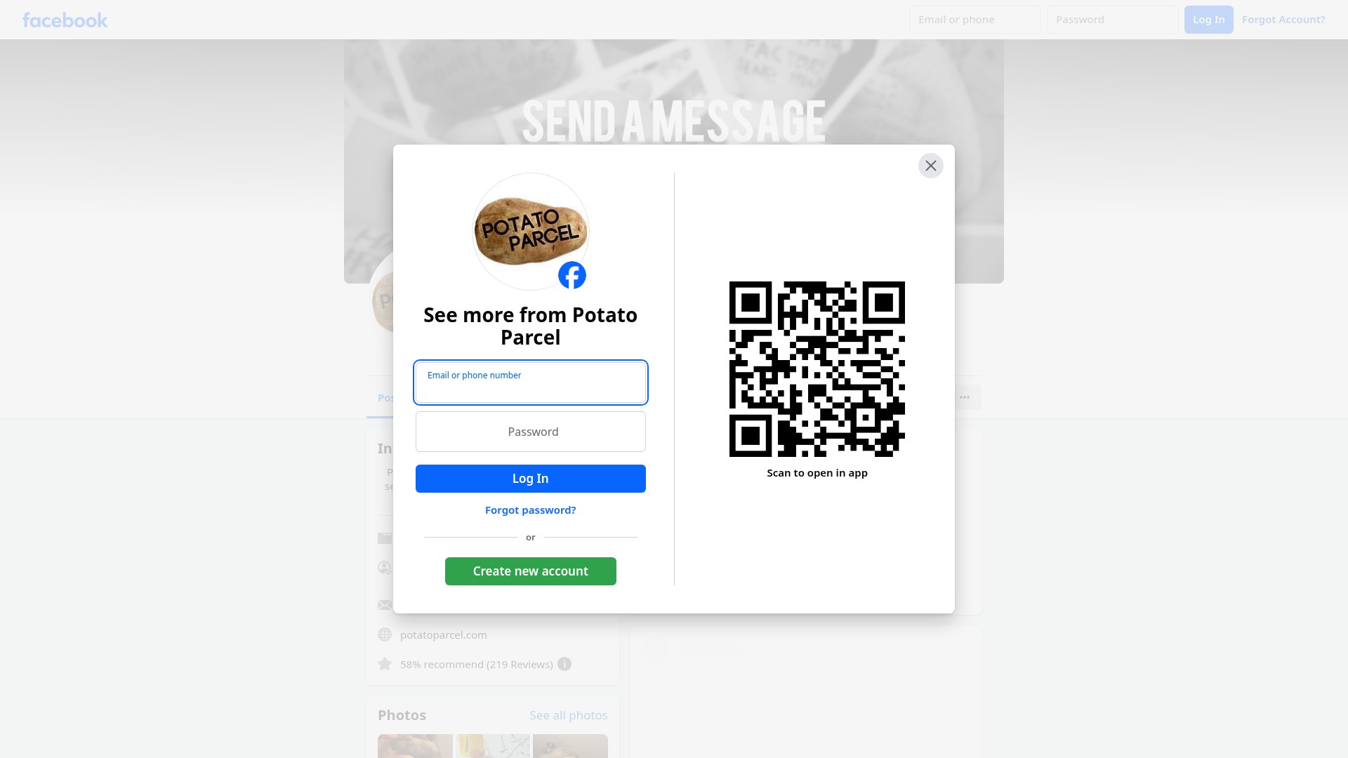 Screenshot of potatoparcel.com