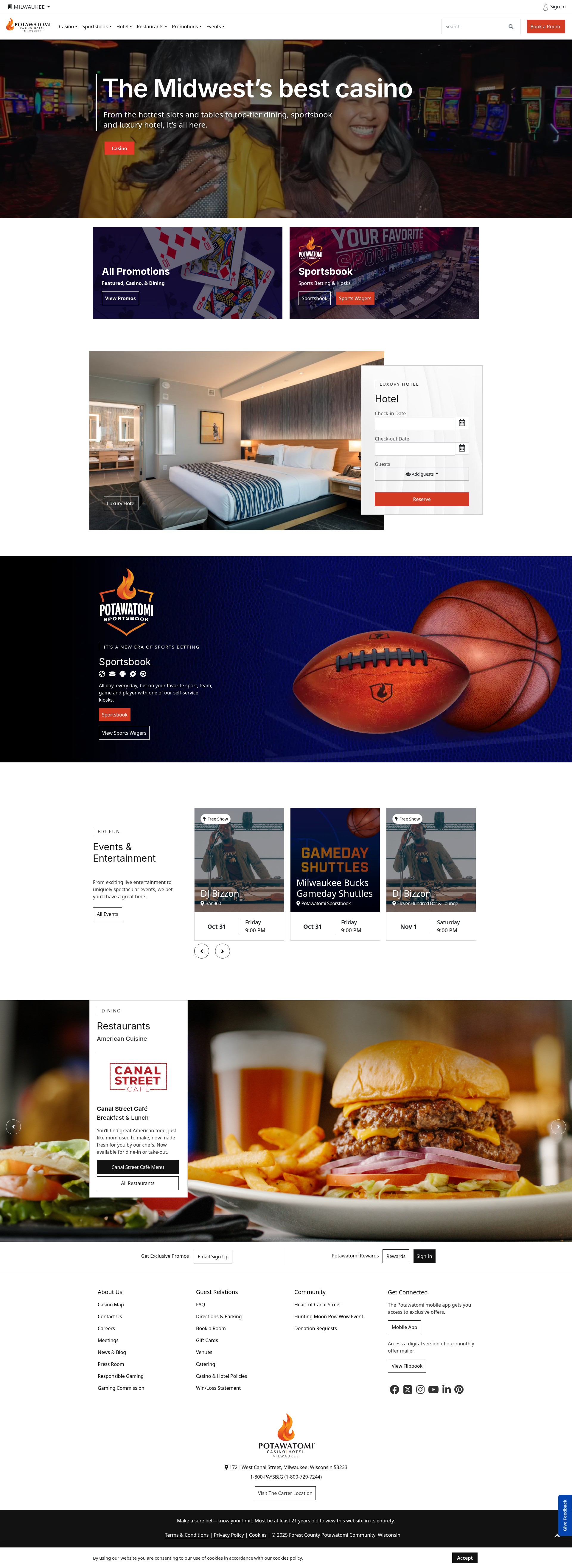 Screenshot of potawatomi.com