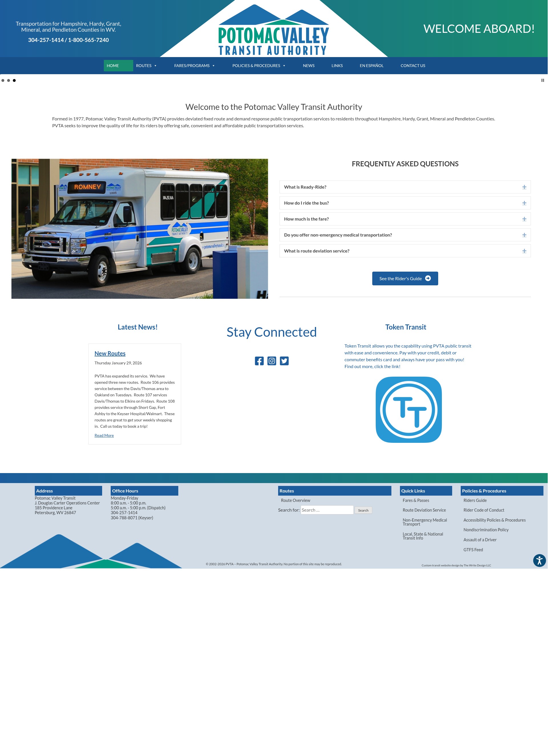 Screenshot of potomacvalleytransit.org
