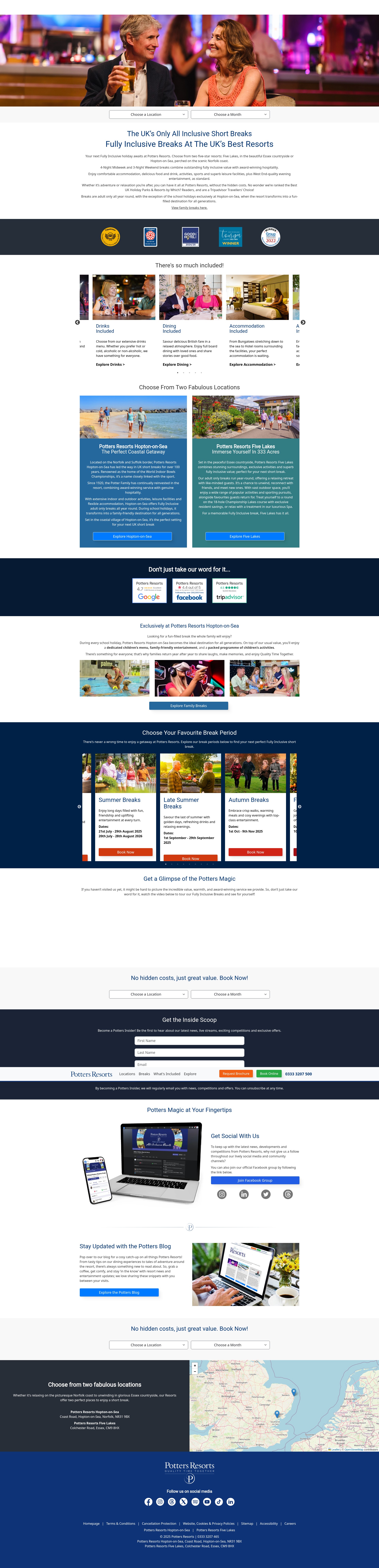 Screenshot of pottersresorts.com